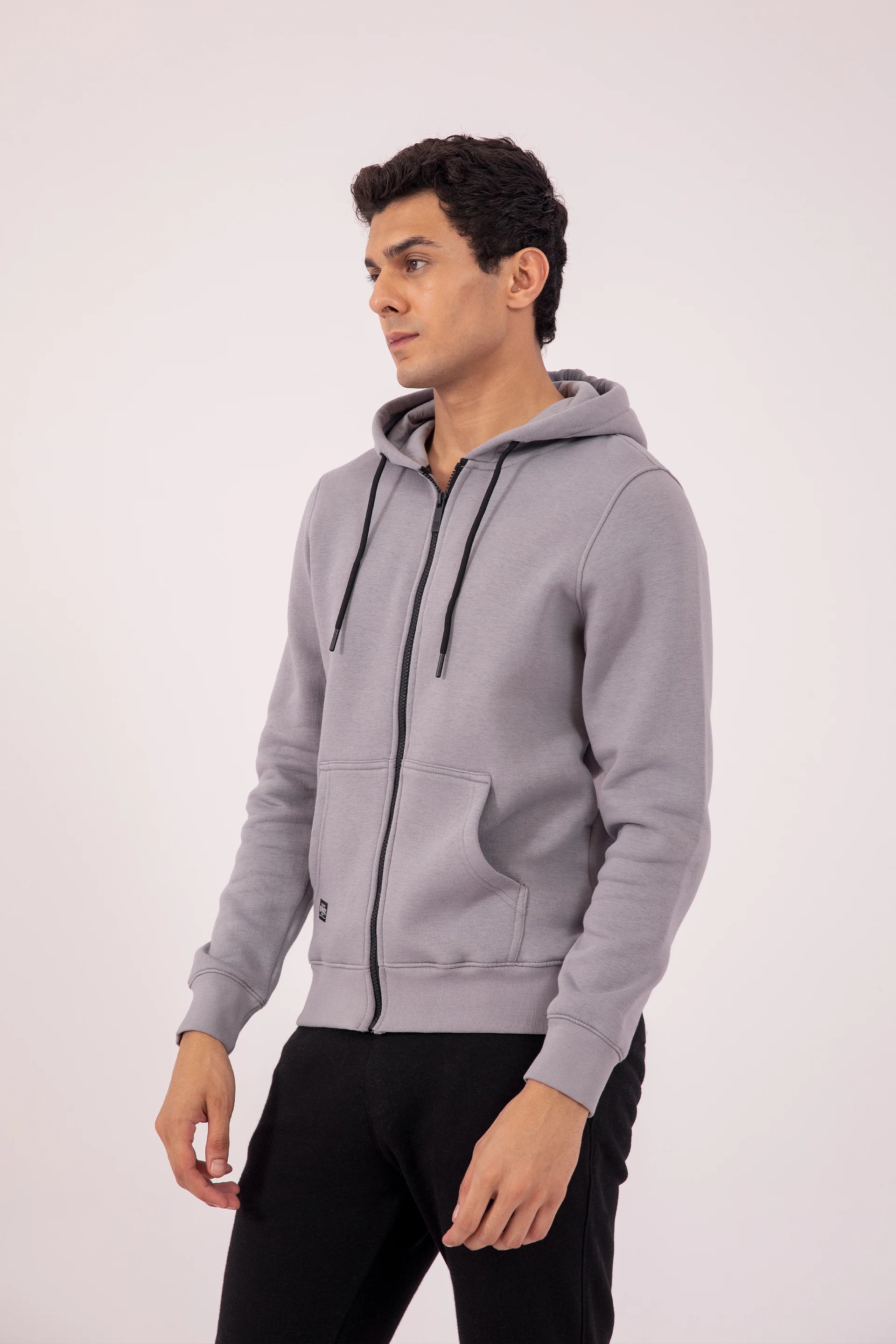 Contrast Zipper Hoodie Men Hood Winter 2024 Knit Story COUGAR- (Men Winter 2024)   