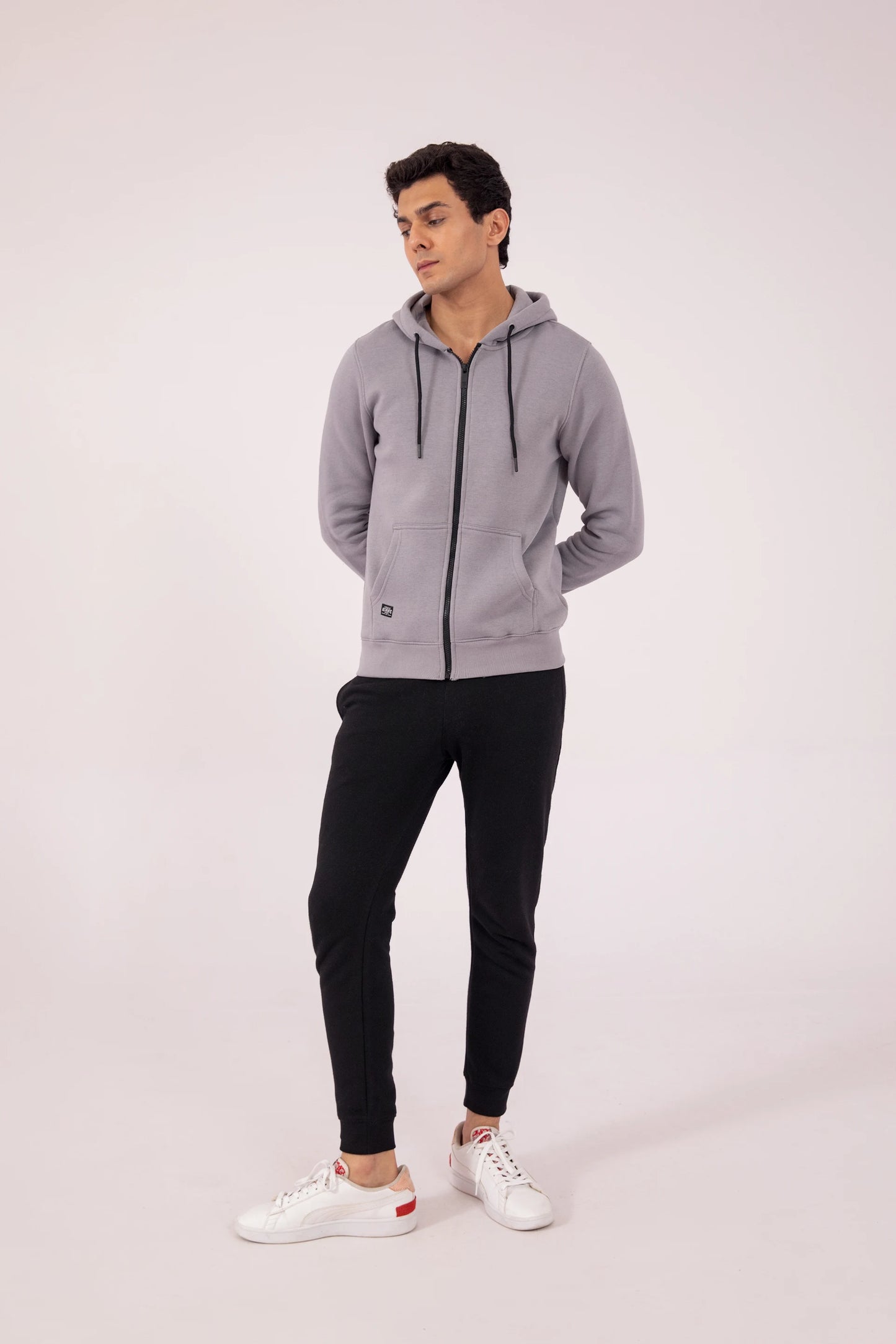 Contrast Zipper Hoodie Men Hood Winter 2024 Knit Story COUGAR- (Men Winter 2024)   