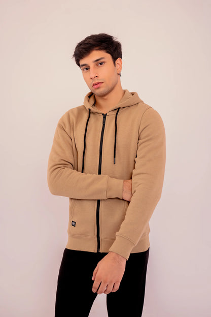 Contrast Zipper Hoodie Men Hood Winter 2024 Knit Story COUGAR- (Men Winter 2024) S Brown 