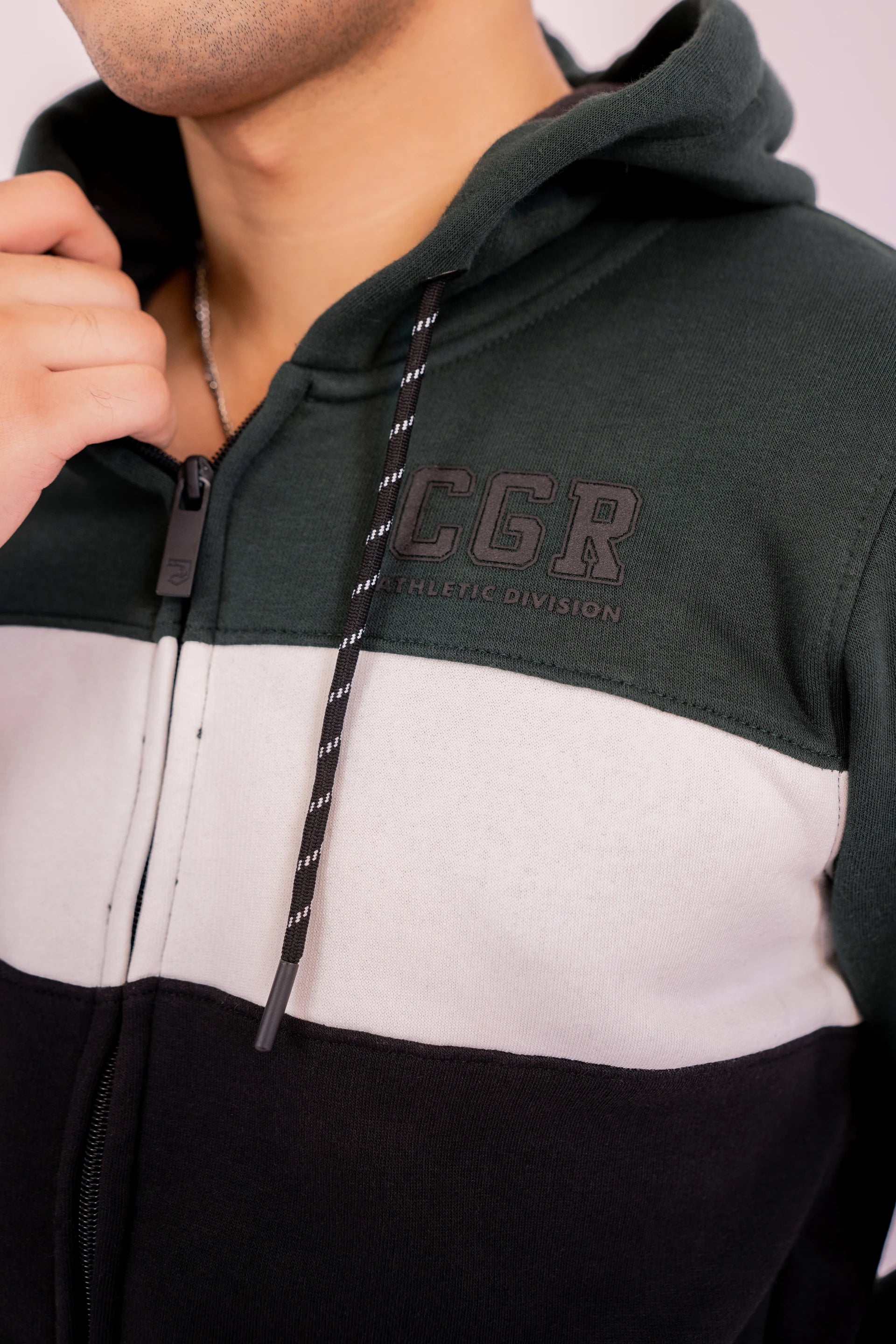 Paneled CGR Zipper Hoodie Men Hood Winter 2024 Knit Story COUGAR- (Men Winter 2024)   