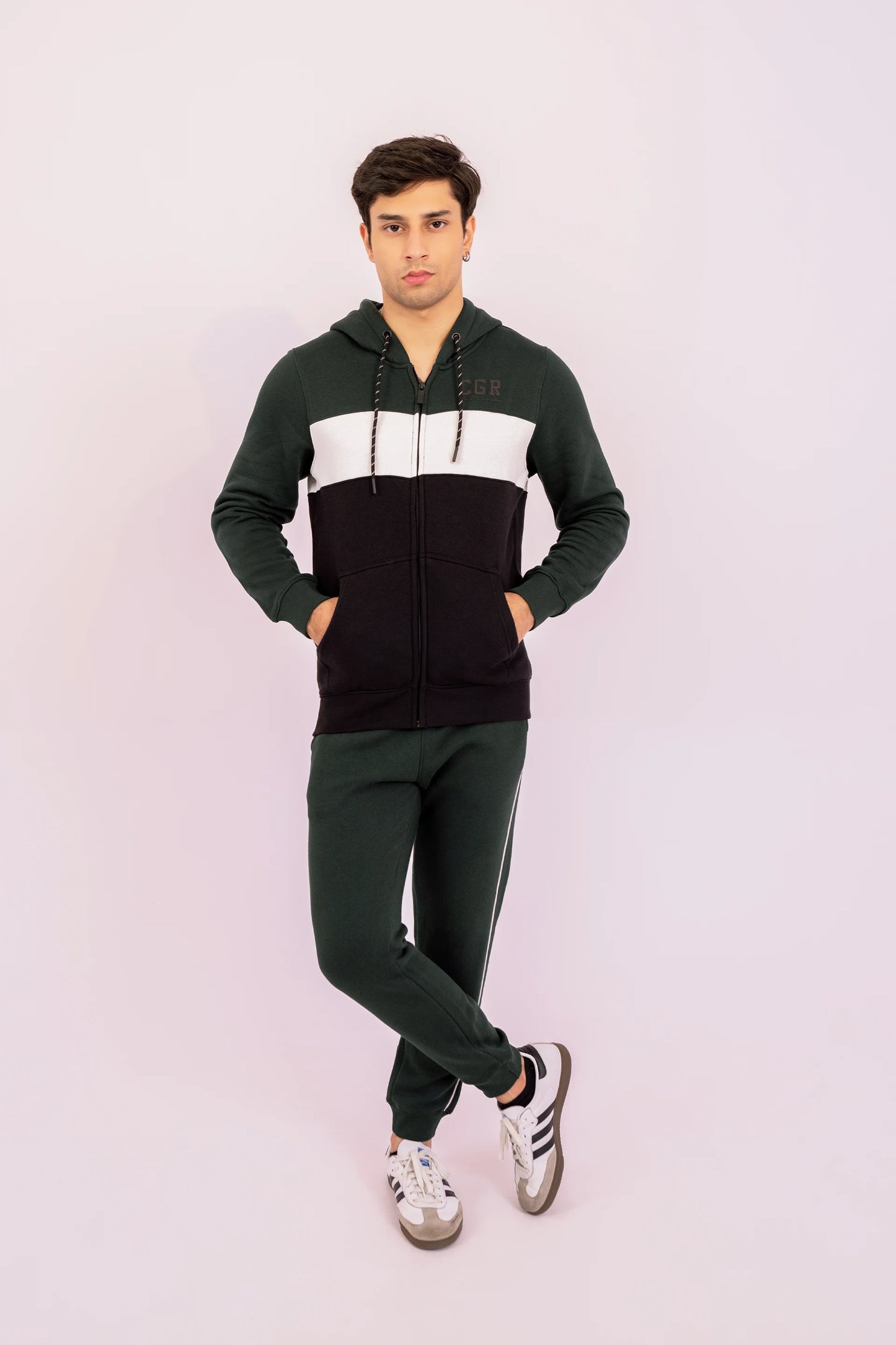 Paneled CGR Zipper Hoodie Men Hood Winter 2024 Knit Story COUGAR- (Men Winter 2024)   