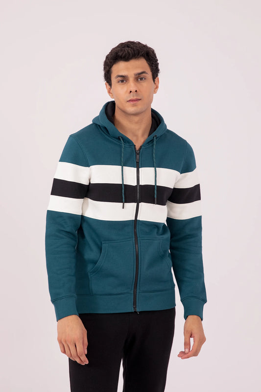 3-Panaled Zipper Hoodie Men Hood Winter 2024 Knit Story COUGAR- (Men Winter 2024) S Teal Men