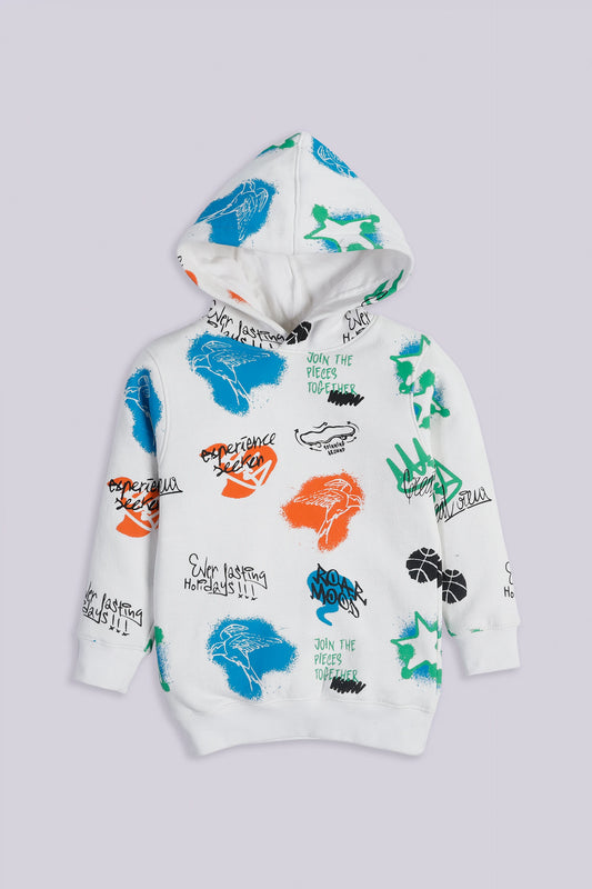 Graphic Print Pullover Hoodie