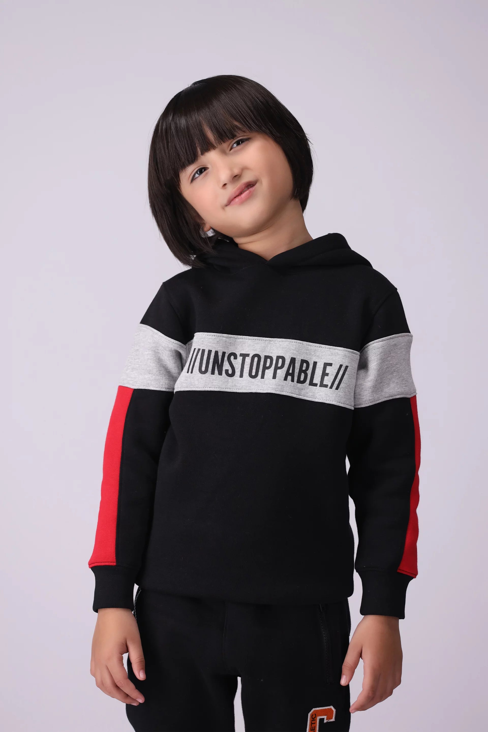 Scripted Hoodie With Contrast Accents Boy Hood Winter 2024 COUGAR- (Boy Junior Winter 2024) 5-6 Y Black 