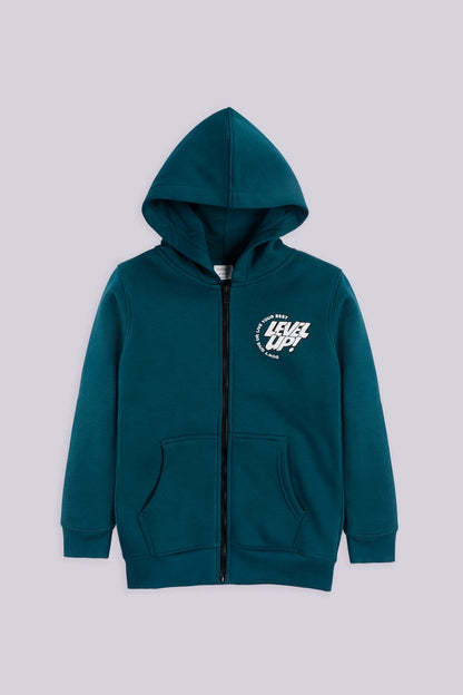 Level Up Fleece Zipper Hoodie Boy Hood Winter 2024 COUGAR- (Boy Junior Winter 2024) 9-10 Y Teal Boy