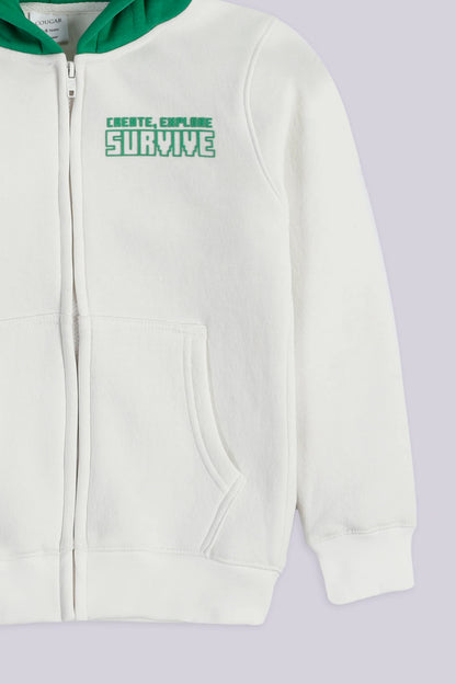 Zipper Hoodie With Contrast Hood