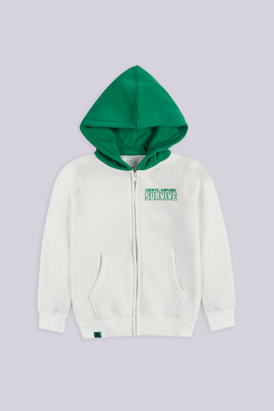 Zipper Hoodie With Contrast Hood