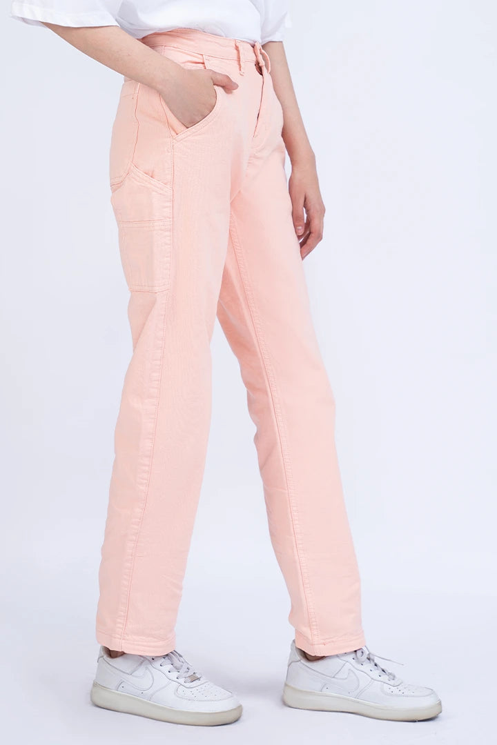 Peach High Rise Straight Fit Jeans Women Jeans Summer V-3 2024 BACKDROP COUGAR- (Women V3 2024)   