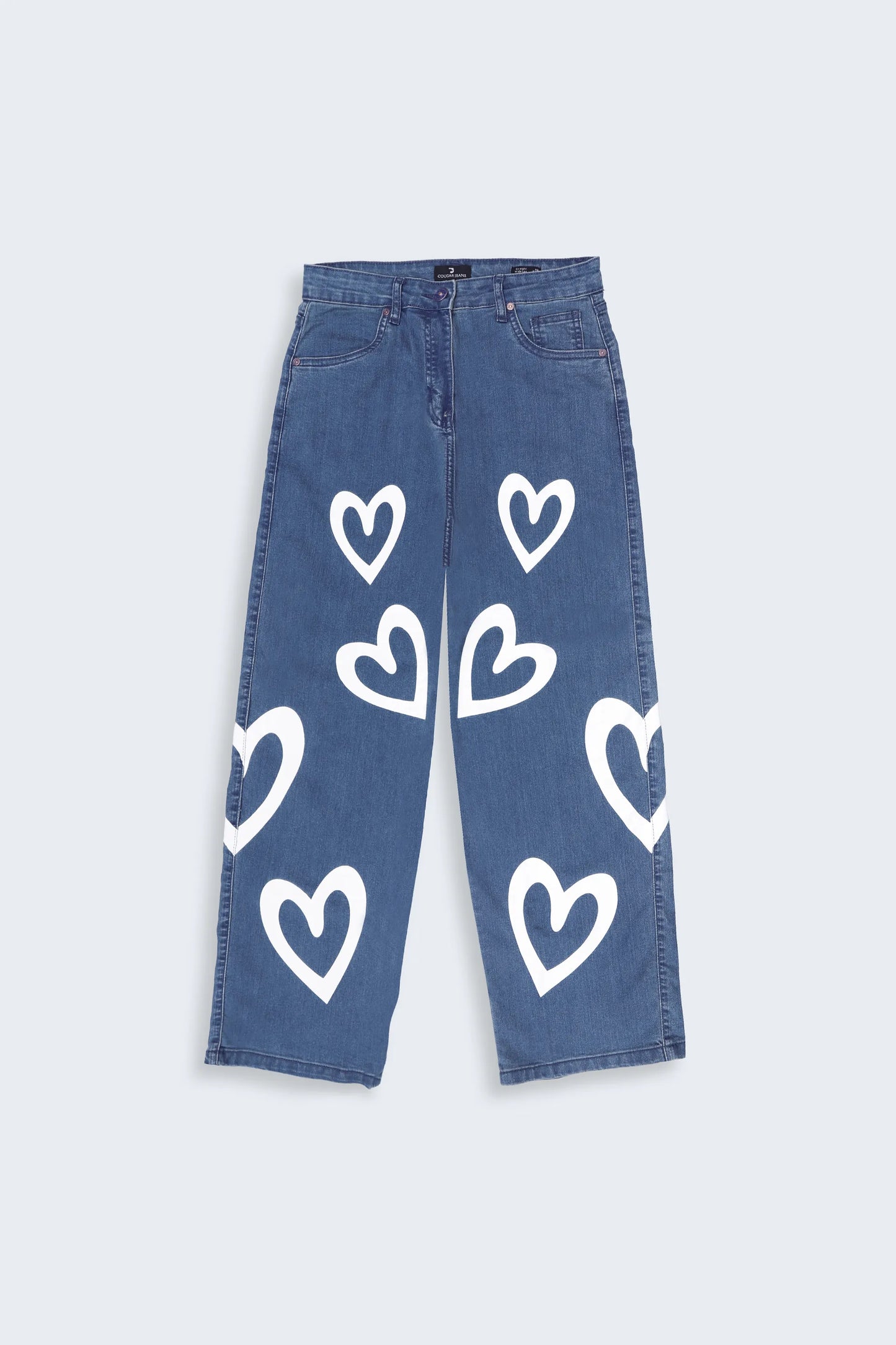 Blue Heart Printed Jeans Women Jeans Summer V-2 2024 URBAN STATION COUGAR   