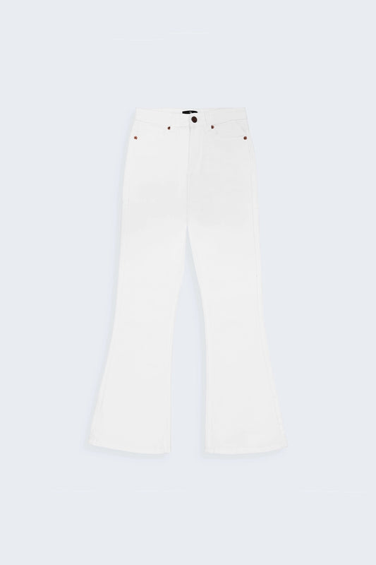 White Crop Flare Jeans Women Jeans Summer V-3 2024 BACKDROP COUGAR- (Women V3 2024) 26 White 