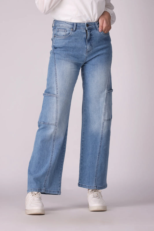 Wide Leg Fit Cargo Jeans Women Jeans Fall 2024 Core Comfort COUGAR- (Women Fall 2024)