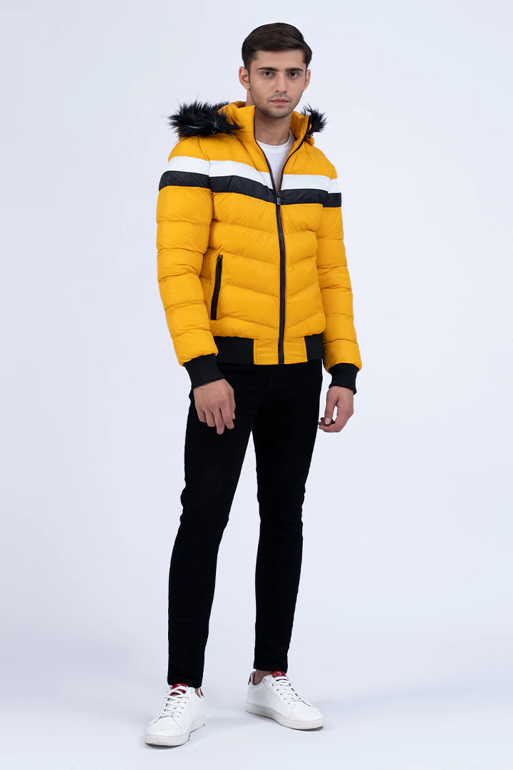 Mustard color puffer jacket on sale