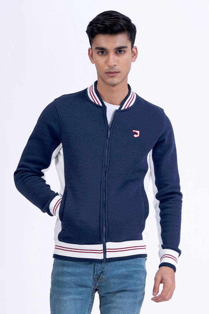 Navy Contrast Panel Jacket