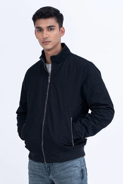 Dark Navy Mock Neck Cotton Jacket Men Jacket Winter 2023 Premiere COUGAR   