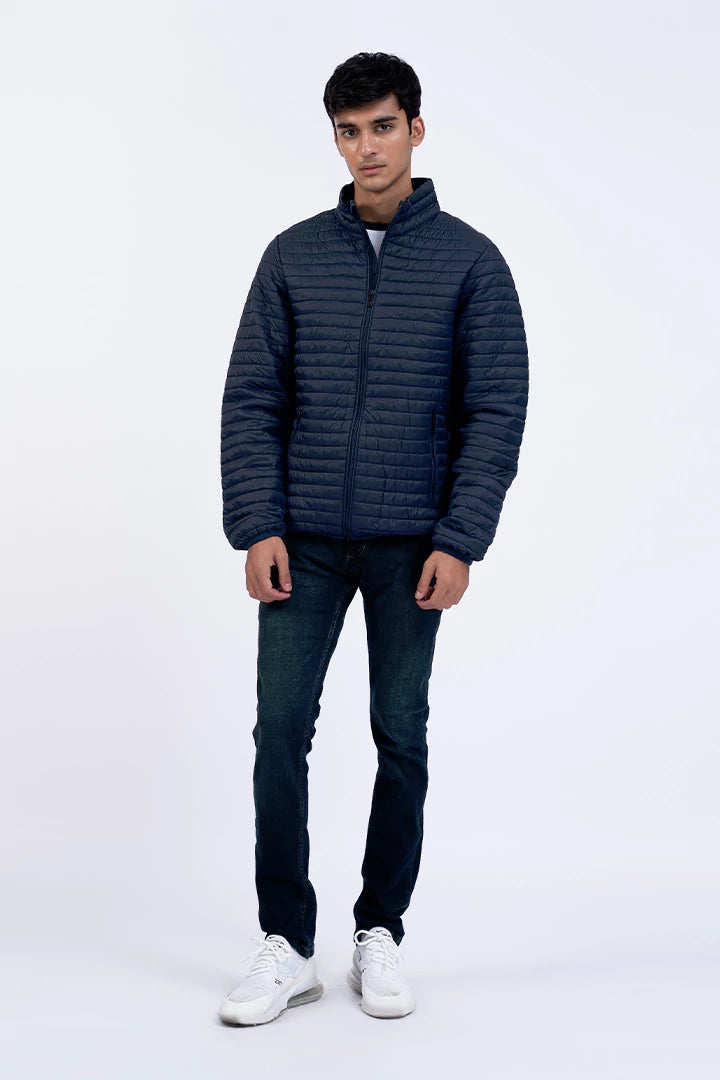 Navy Blue Quilted Puffer Jacket