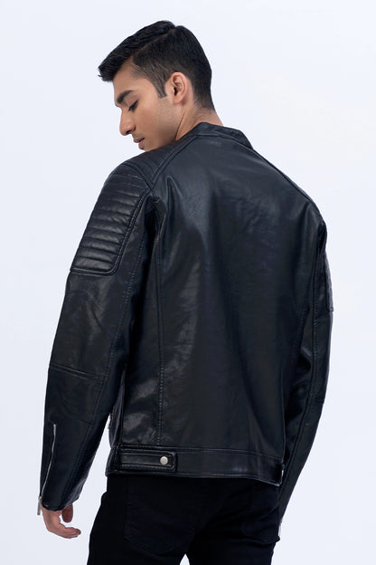 Black Faux Leather Jacket Men Jacket Winter 2023 Premiere COUGAR   