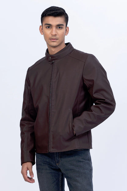 Coffee Faux Leather Jacket Men Jacket Winter 2023 Premiere COUGAR   