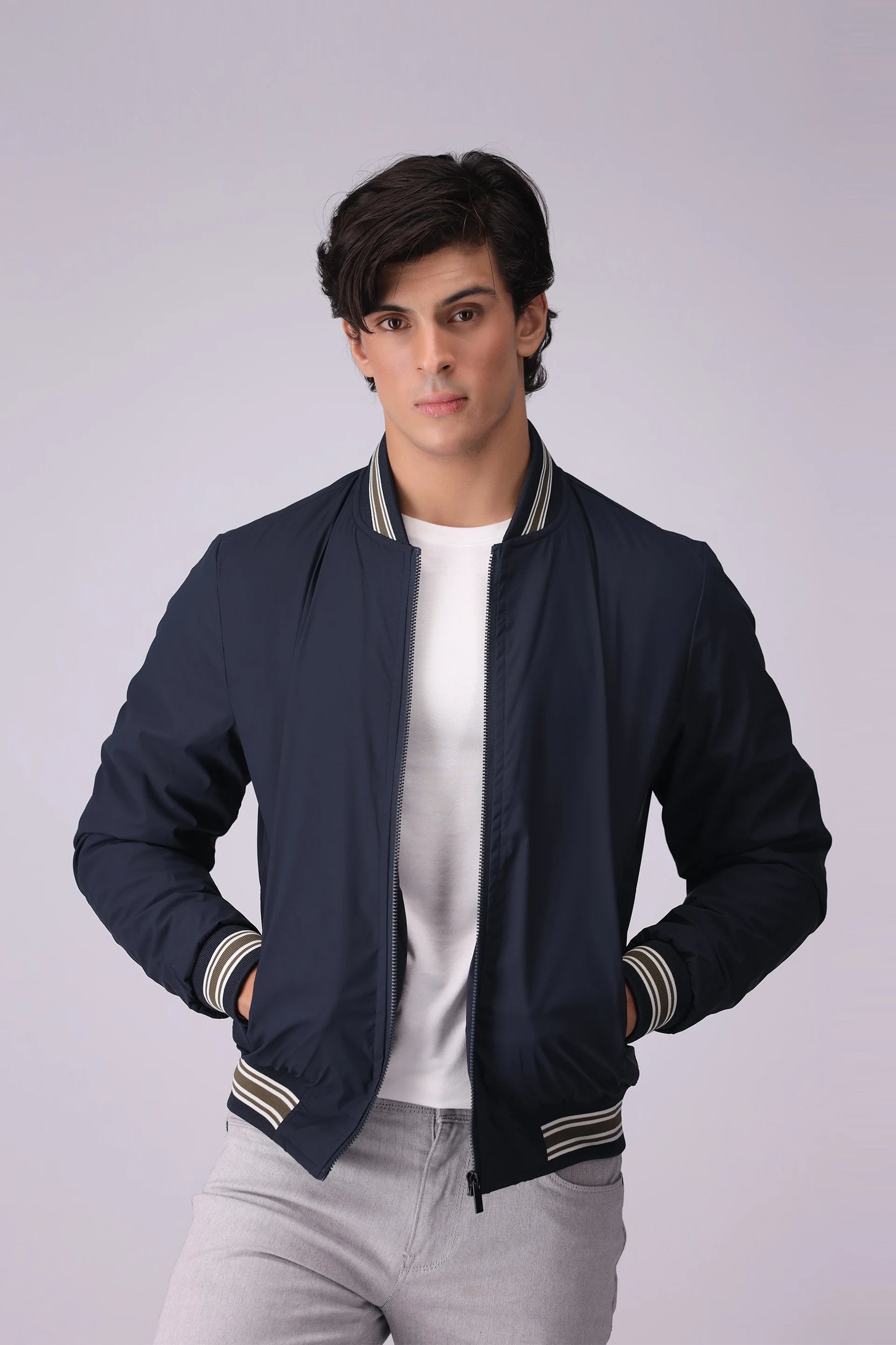 Bomber Jacket Men China-Jacket Winter 2024 Knit Story COUGAR- (Men Winter 2024) M Navy 