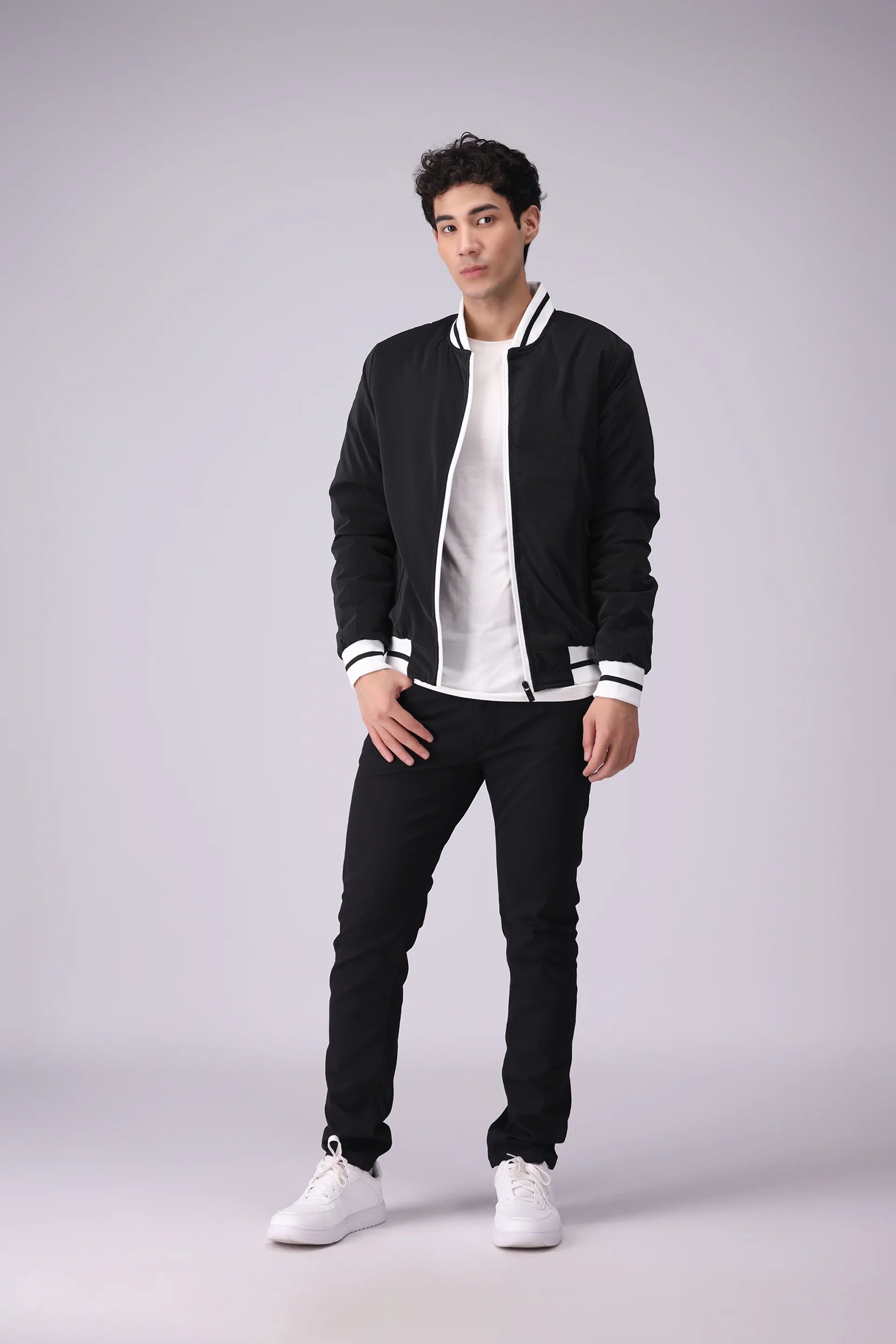 Parachute Contrast Trim Jacket Men Jacket China-Winter 2024 Knit Story COUGAR- (Men Winter 2024)   