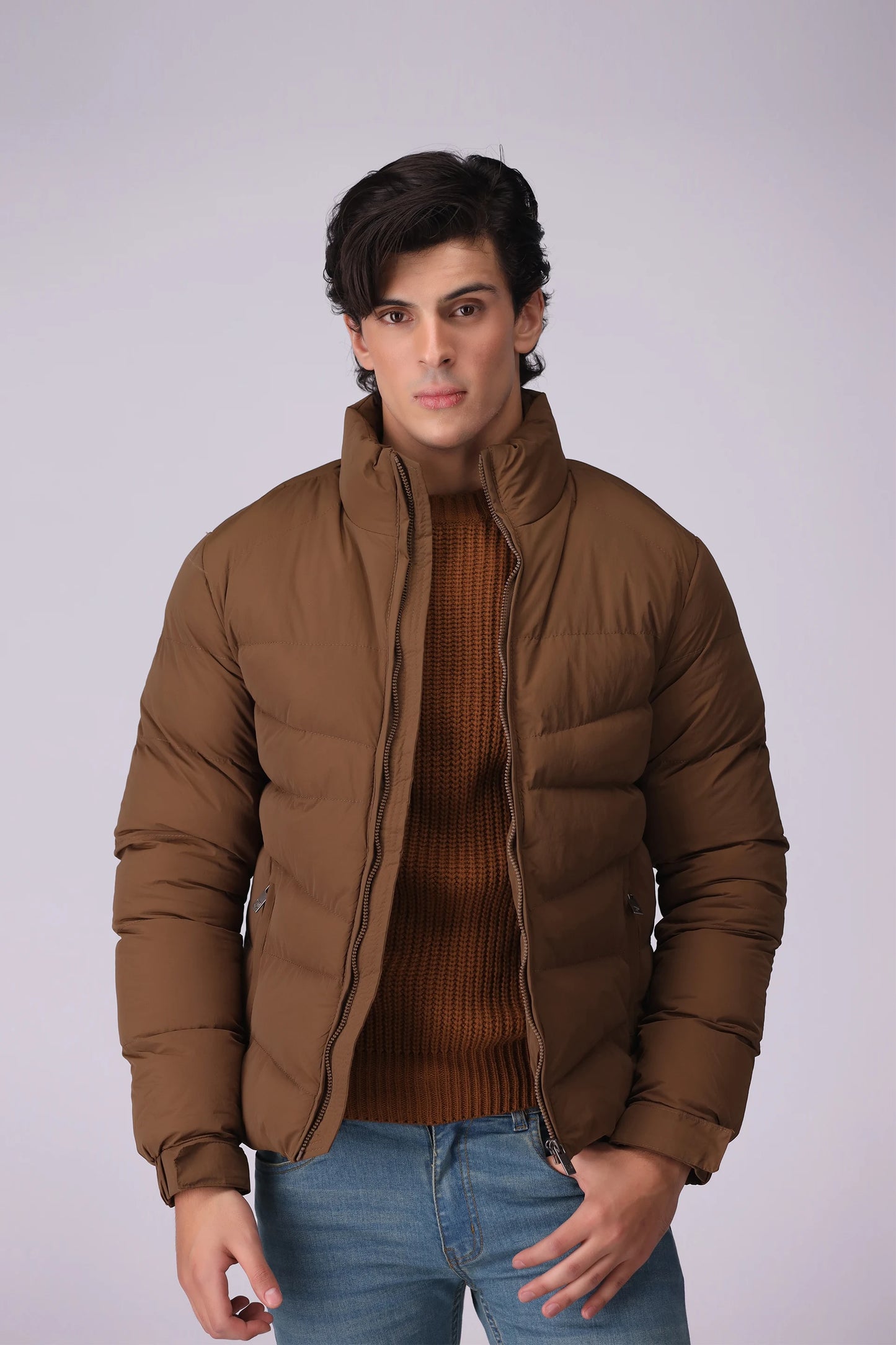 Puffer Jacket Men China-Jacket Winter 2024 Knit Story COUGAR- (Men Winter 2024) M Brown 