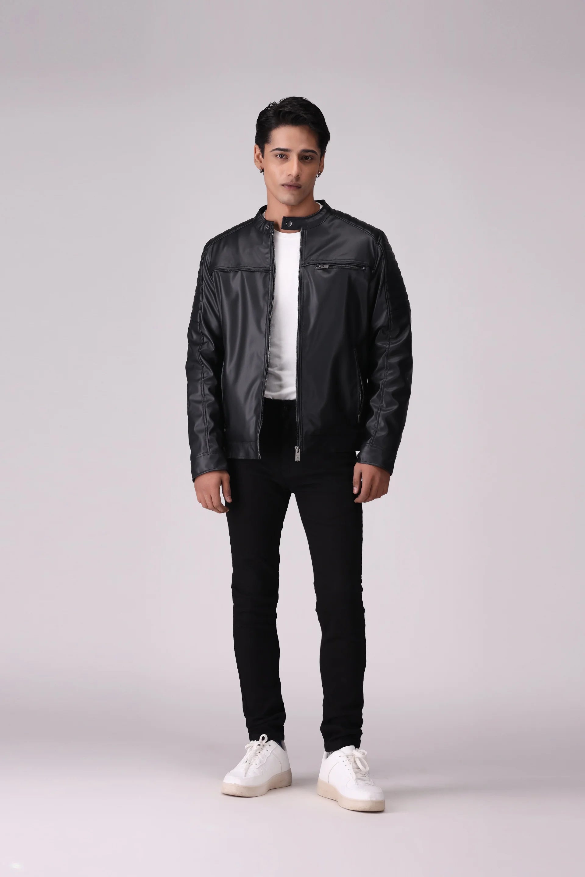 Faux Leather Jacket Men Jacket Winter 2024 Knit Story COUGAR- (Men Winter 2024)