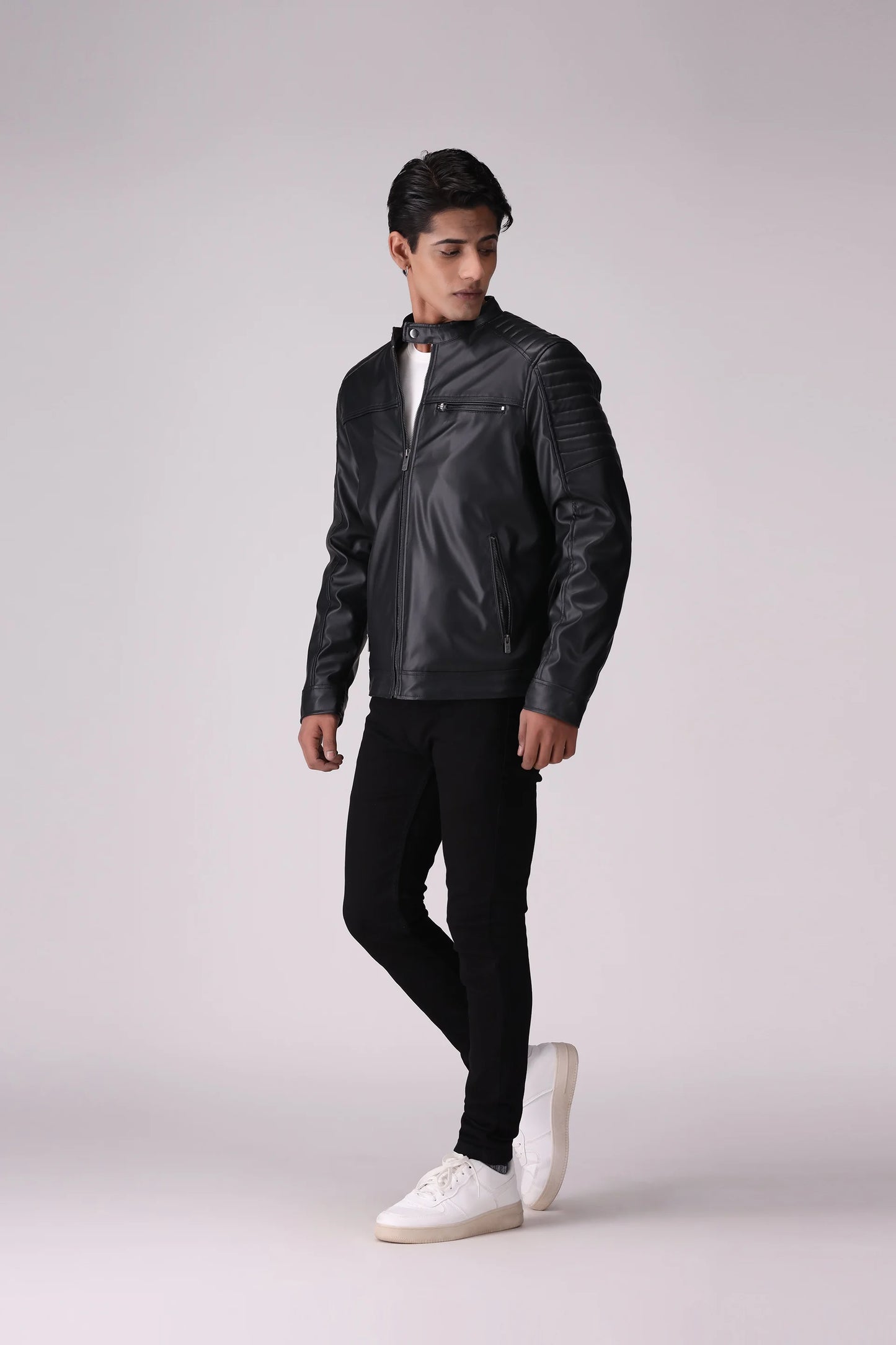 Faux Leather Jacket Men Jacket Winter 2024 Knit Story COUGAR- (Men Winter 2024)