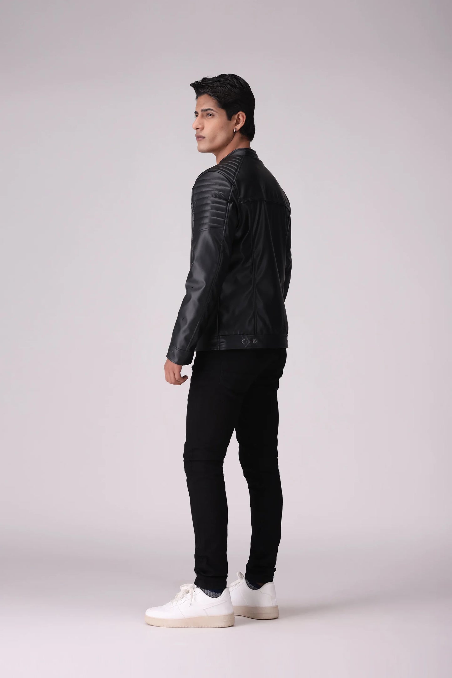 Faux Leather Jacket Men Jacket Winter 2024 Knit Story COUGAR- (Men Winter 2024)