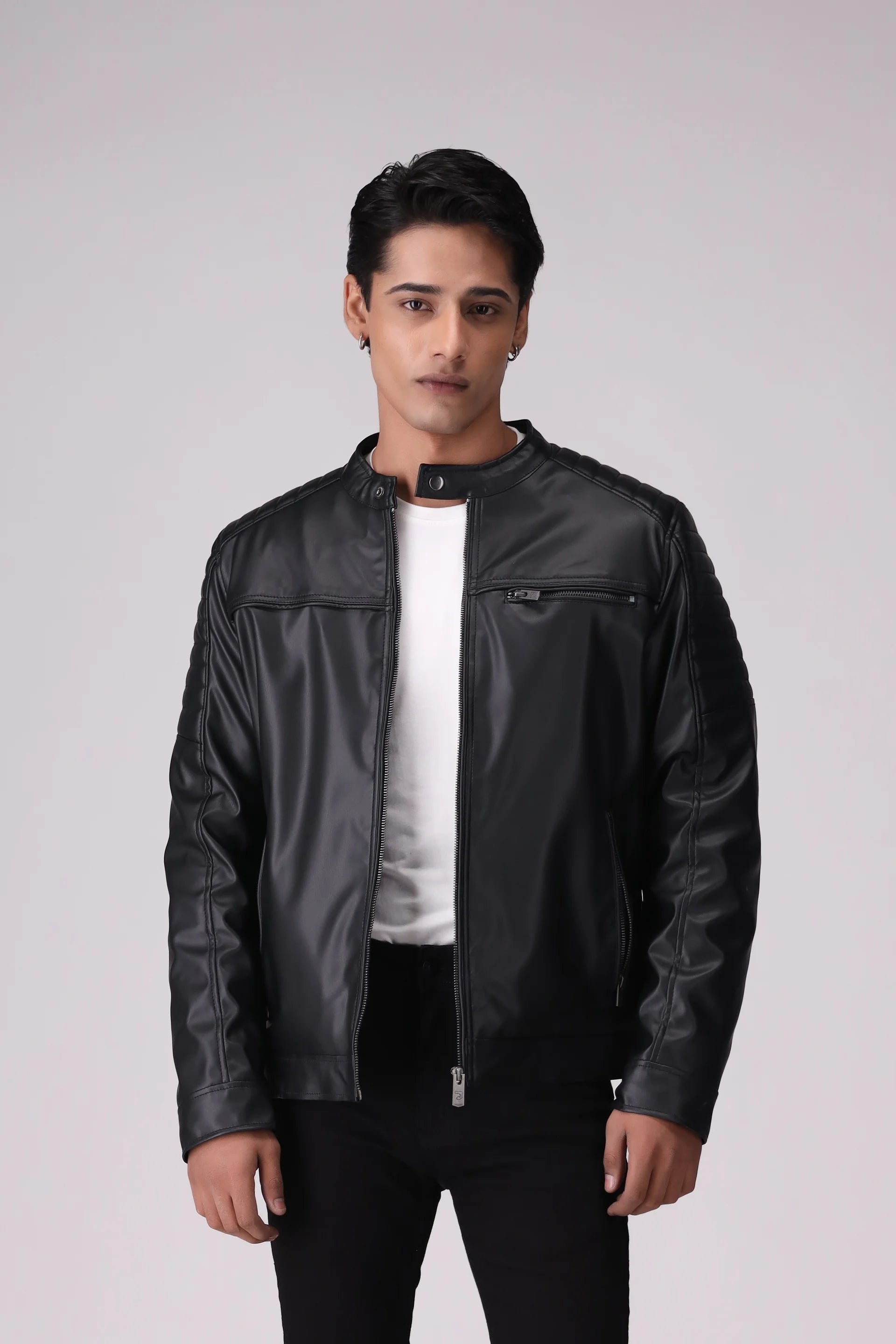 Faux Leather Jacket Men Jacket Winter 2024 Knit Story COUGAR- (Men Winter 2024)