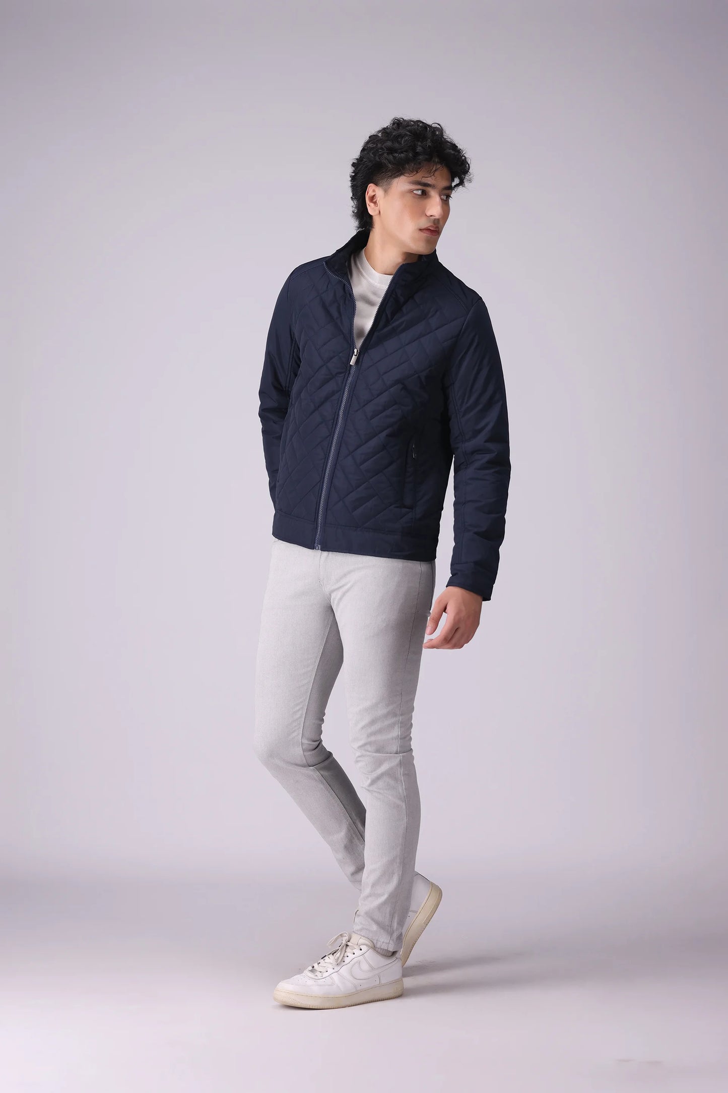 Mock Neck Quilted Jacket Men China-Jacket Winter 2024 Knit Story COUGAR- (Men Winter 2024)   