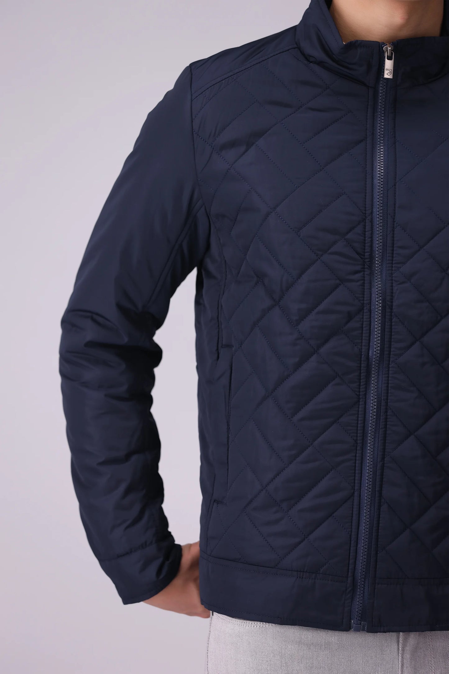 Mock Neck Quilted Jacket Men China-Jacket Winter 2024 Knit Story COUGAR- (Men Winter 2024)   