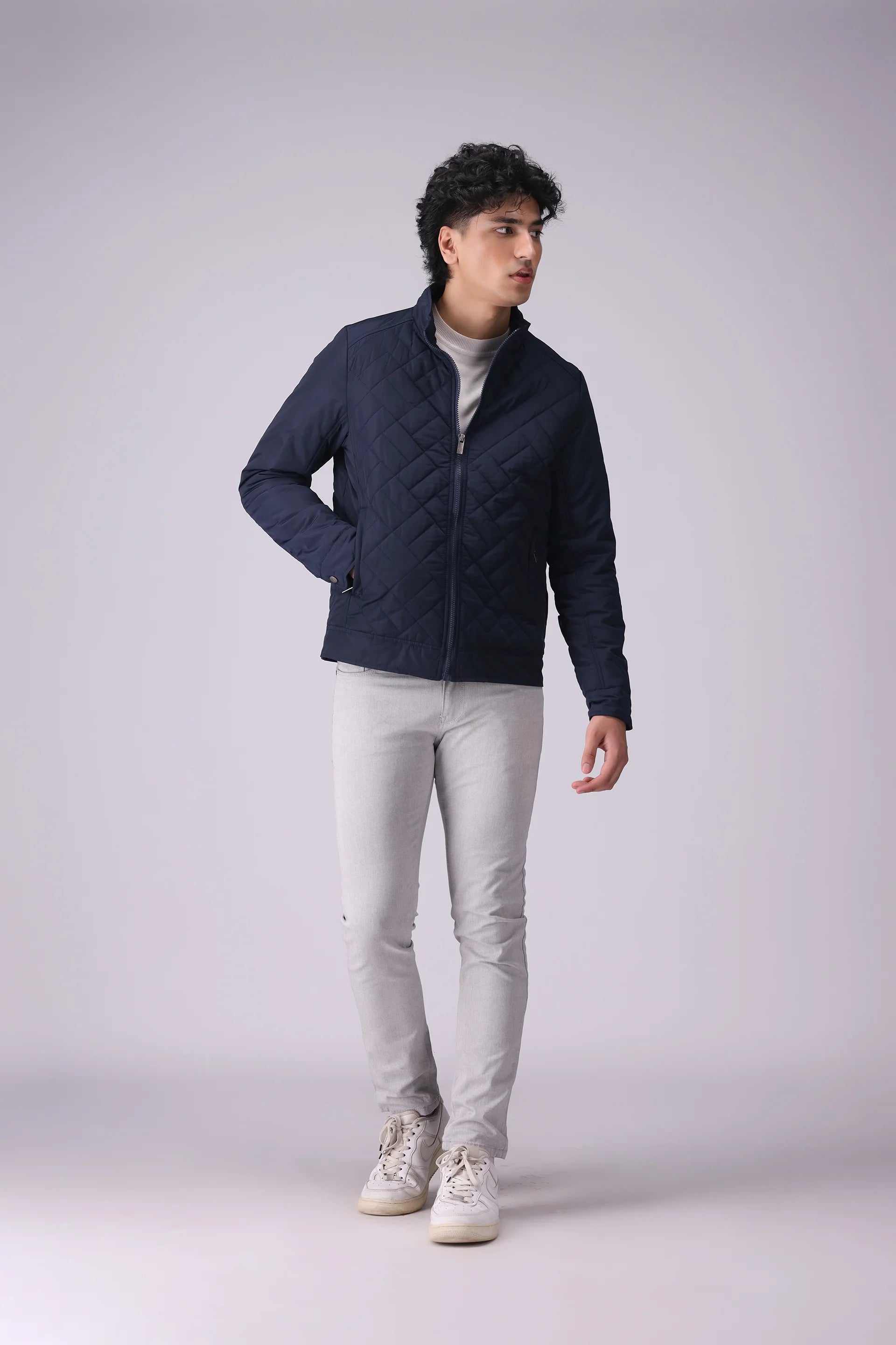 Mock Neck Quilted Jacket Men China-Jacket Winter 2024 Knit Story COUGAR- (Men Winter 2024)   