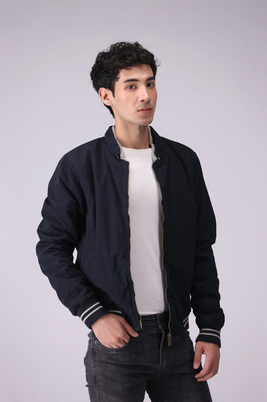 Ribbed Zipper Jacket Men Jacket China-Winter 2024 Knit Story COUGAR- (Men Winter 2024) M Navy Men