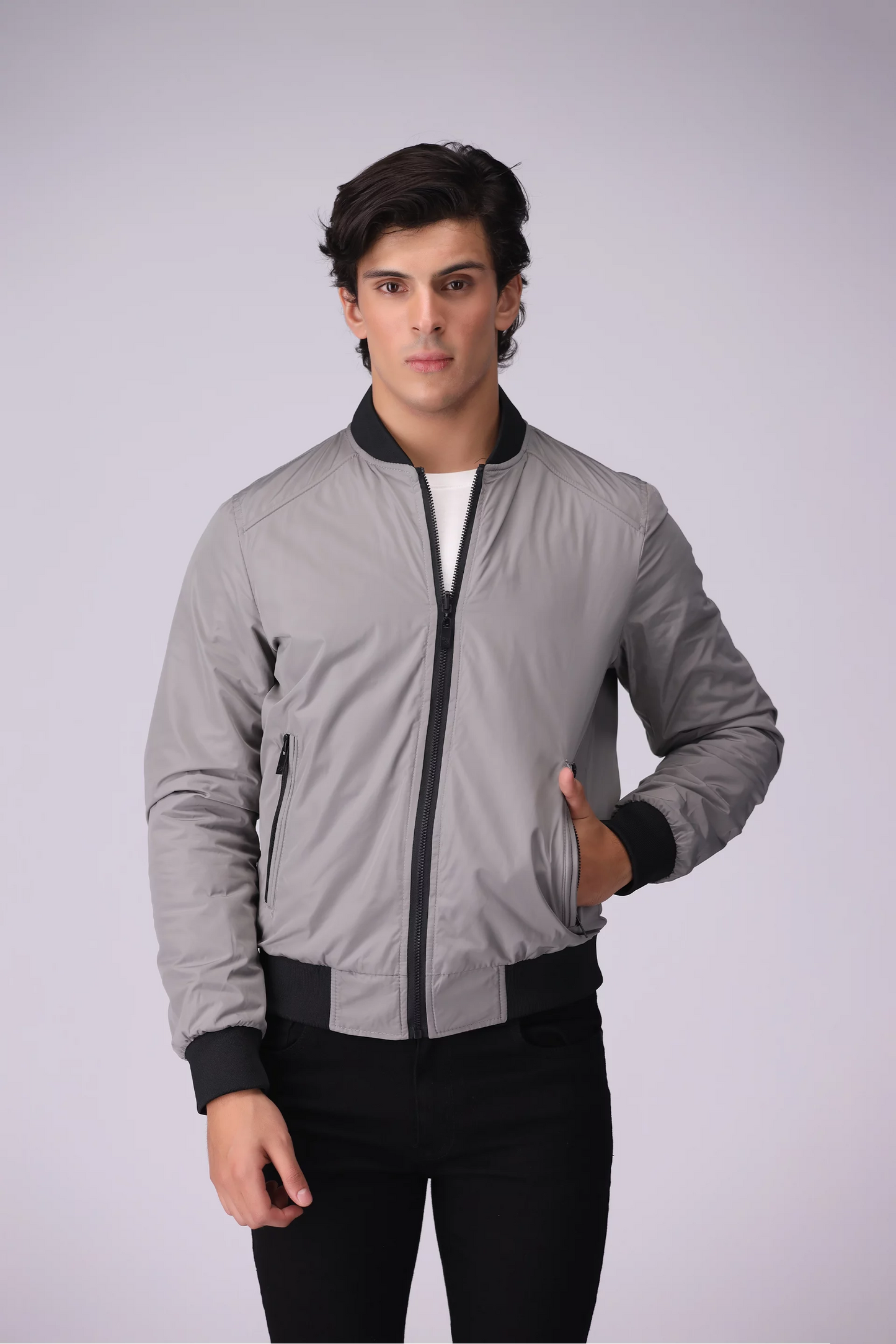 Double Sided Bomber Jacket Men China-Jacket Winter 2024 Knit Story COUGAR- (Men Winter 2024) M Grey 