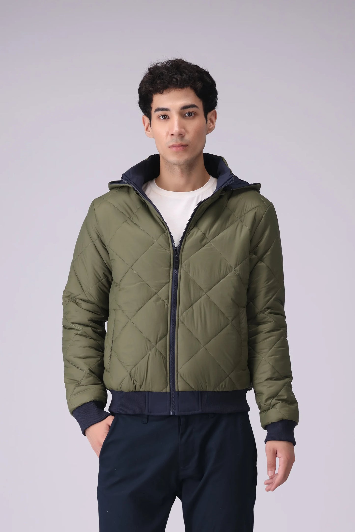 Double Sided Quilted Jacket Men Jacket China-Winter 2024 Knit Story COUGAR- (Men Winter 2024) M Green 