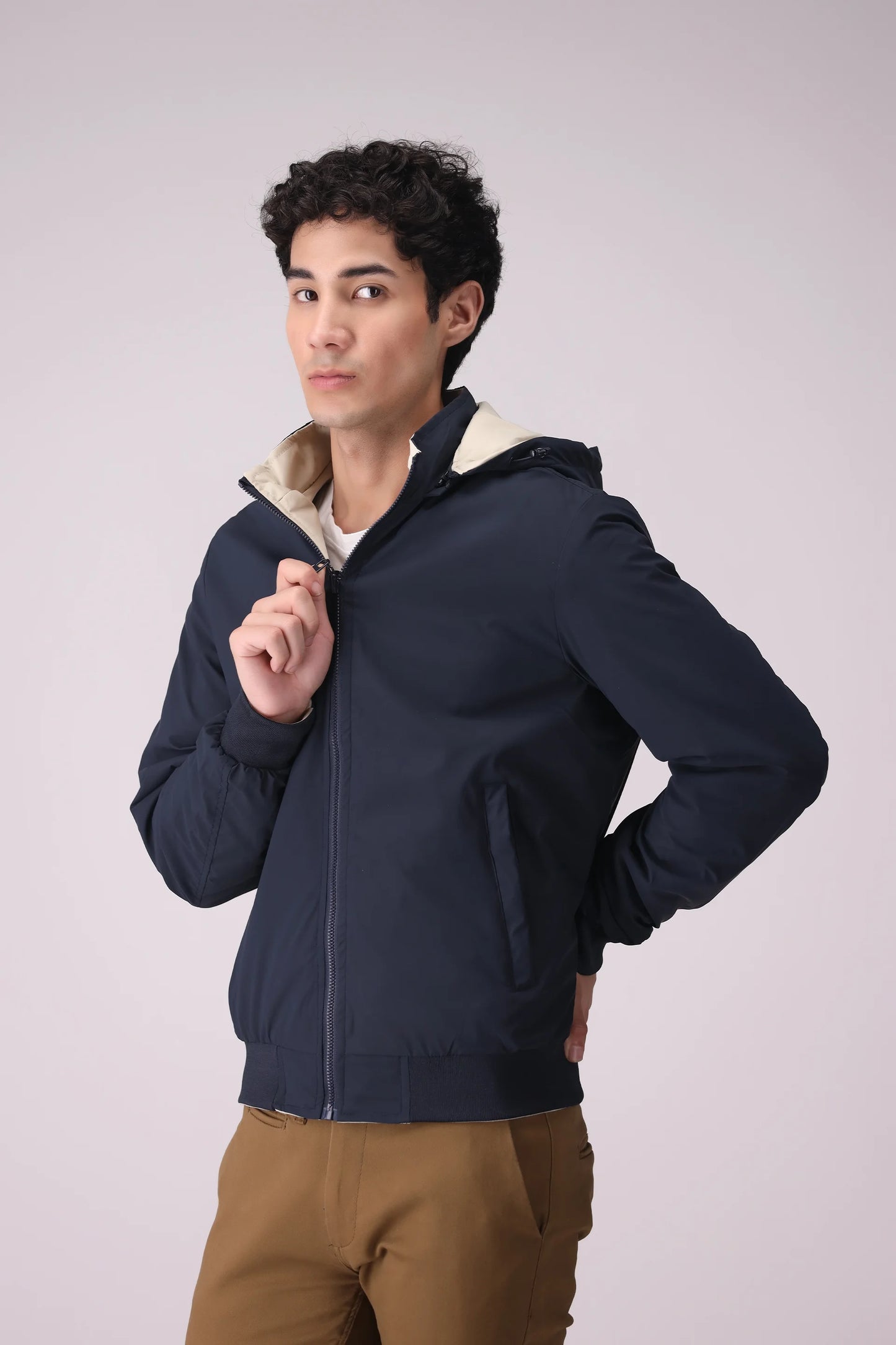 Double-Sided Jacket With Hood Men China-Jacket Winter 2024 Knit Story COUGAR- (Men Winter 2024) M Navy Men