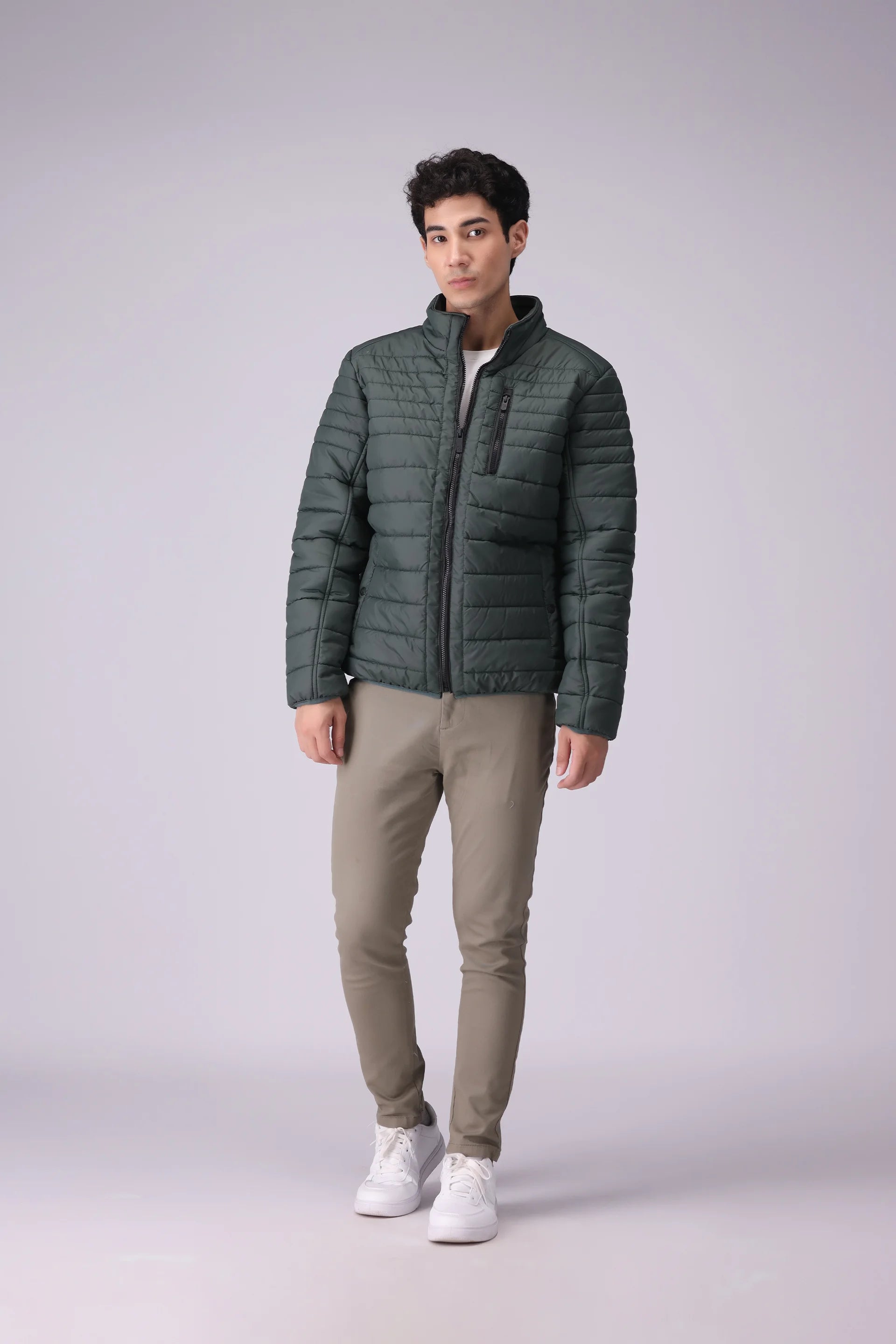 Mock Neck Quilted Jacket Men Jacket Winter 2024 Knit Story COUGAR- (Men Winter 2024)   