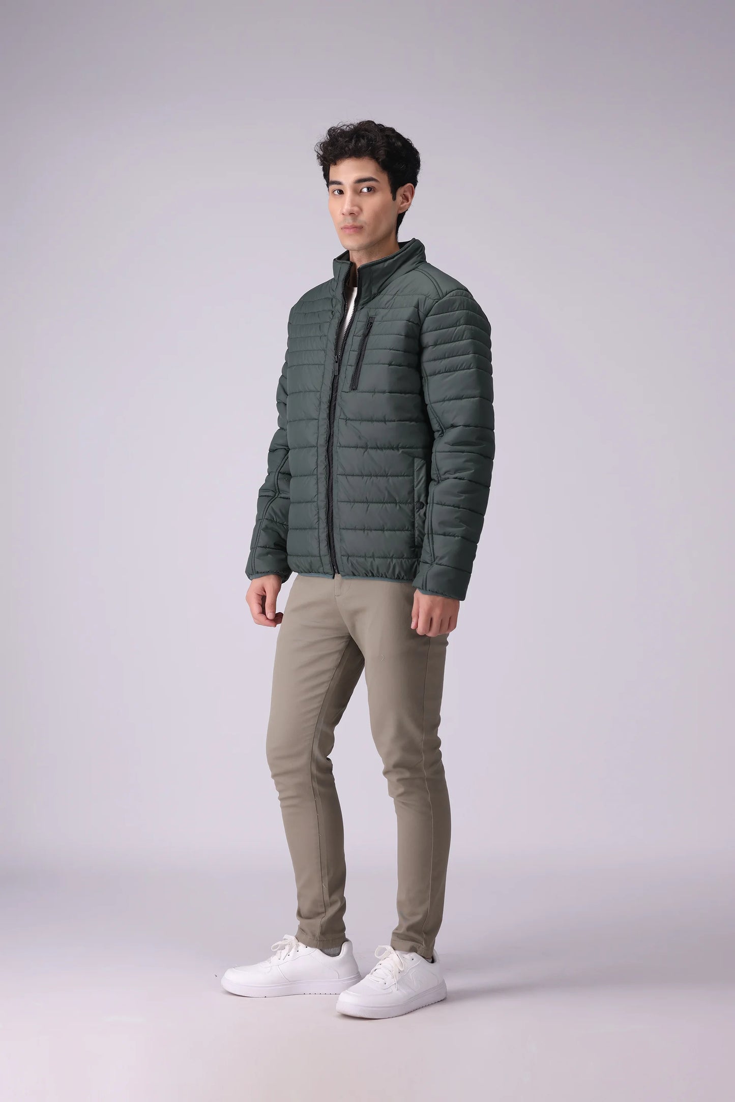 Mock Neck Quilted Jacket Men Jacket Winter 2024 Knit Story COUGAR- (Men Winter 2024)   