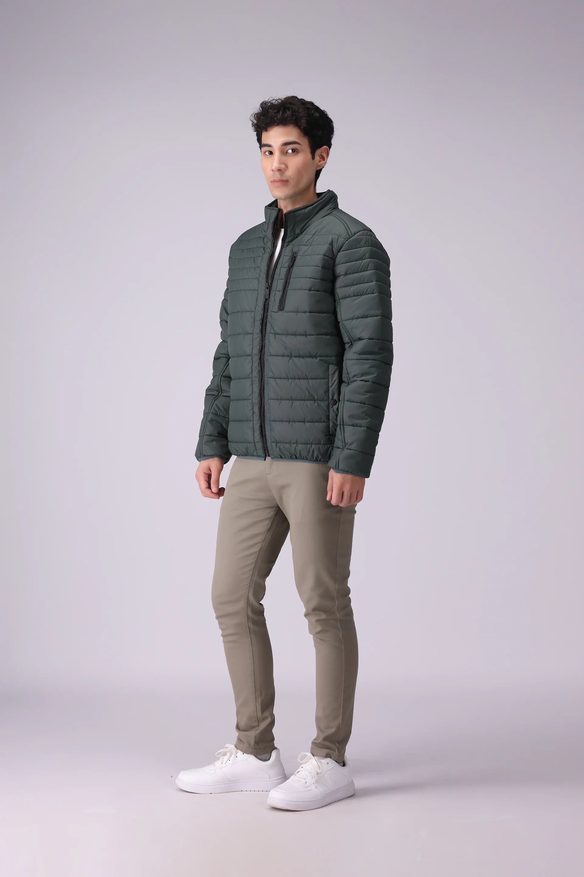 Mock Neck Quilted Jacket Men Jacket Winter 2024 Knit Story COUGAR- (Men Winter 2024)   