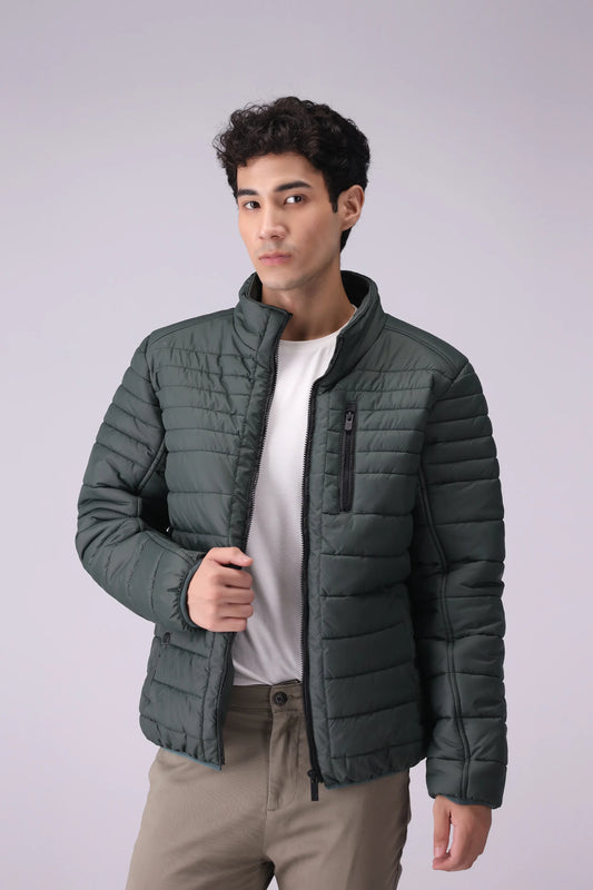 Mock Neck Quilted Jacket Men Jacket Winter 2024 Knit Story COUGAR- (Men Winter 2024) M Green Men