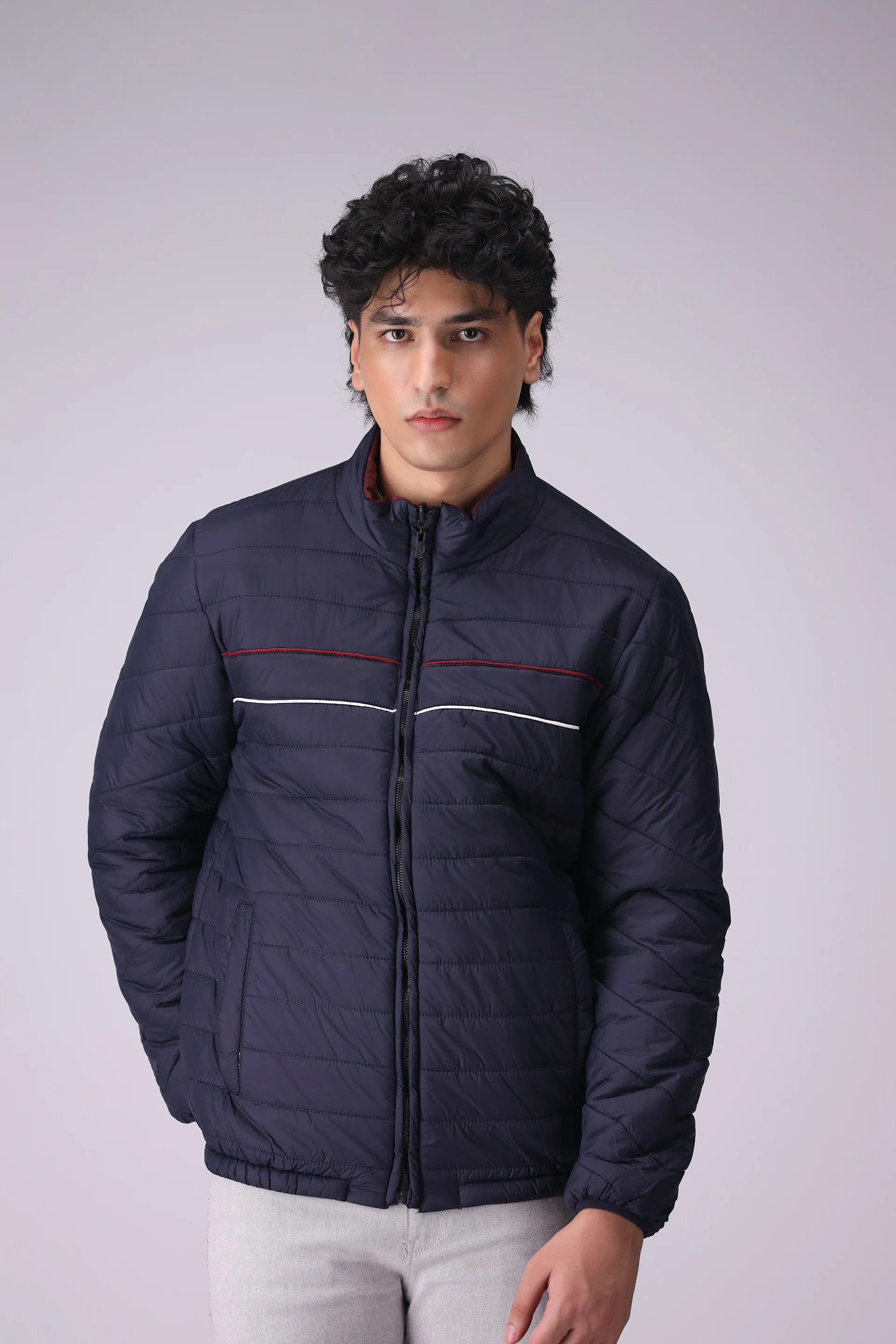 Double Sided Jacket Men Jacket Winter 2024 Knit Story COUGAR- (Men Winter 2024) M Navy 