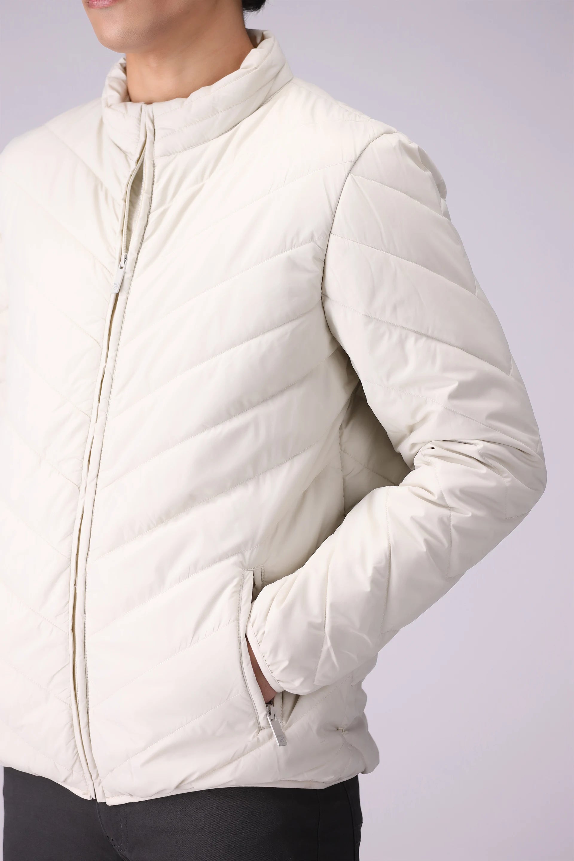 PU Quilted Jacket Men Jacket Winter 2024 Knit Story COUGAR- (Men Winter 2024)   