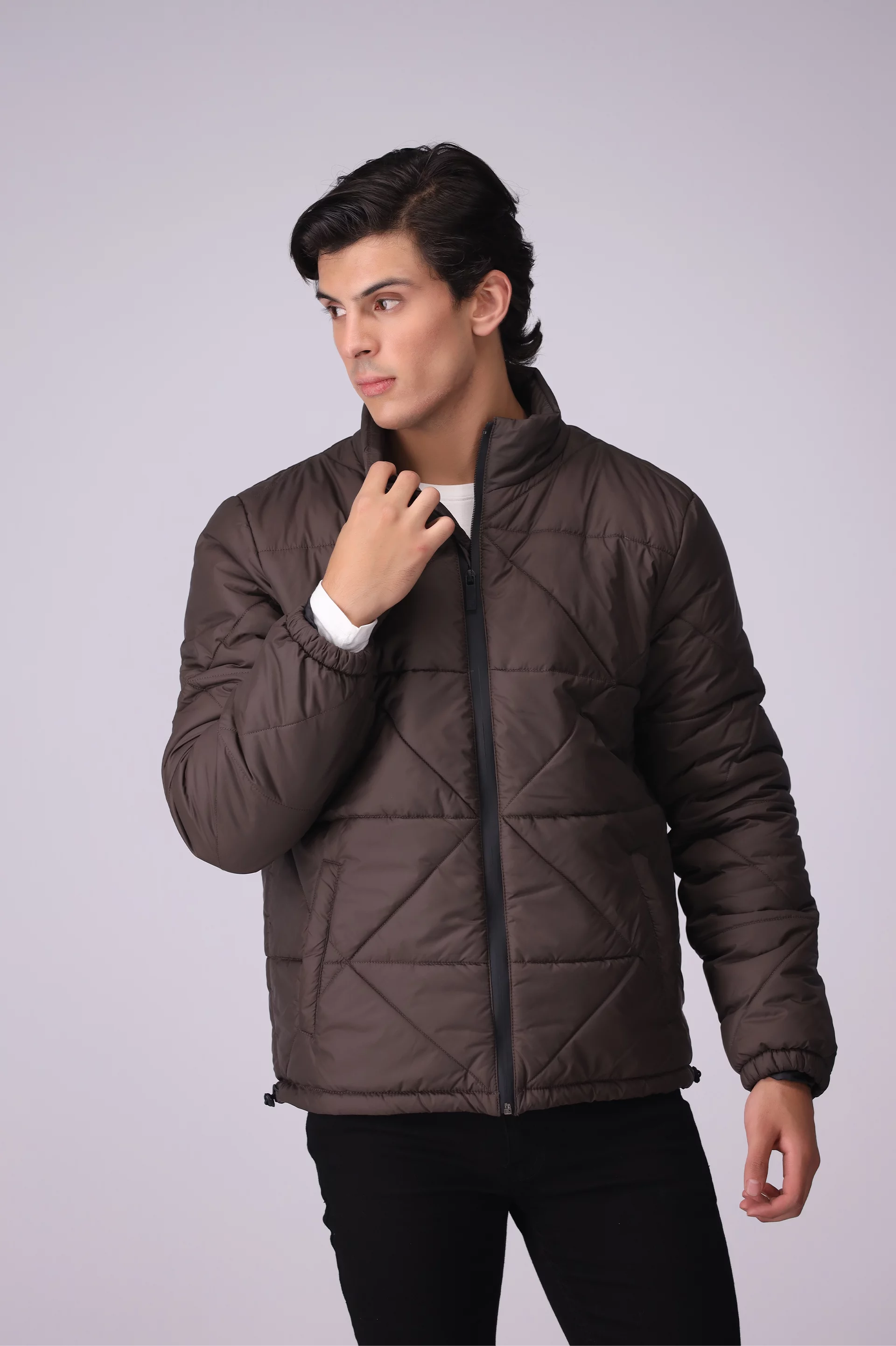 Quilted Jacket Men Jacket Winter 2024 Knit Story COUGAR- (Men Winter 2024) M Brown Men