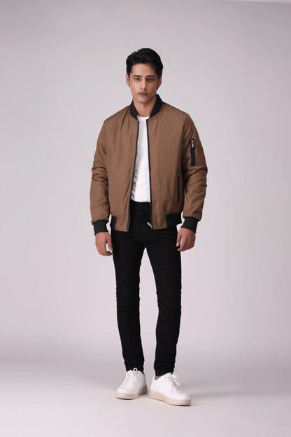 Ribbed Bomber Jacket Men China-Jacket Winter 2024 Knit Story COUGAR- (Men Winter 2024)