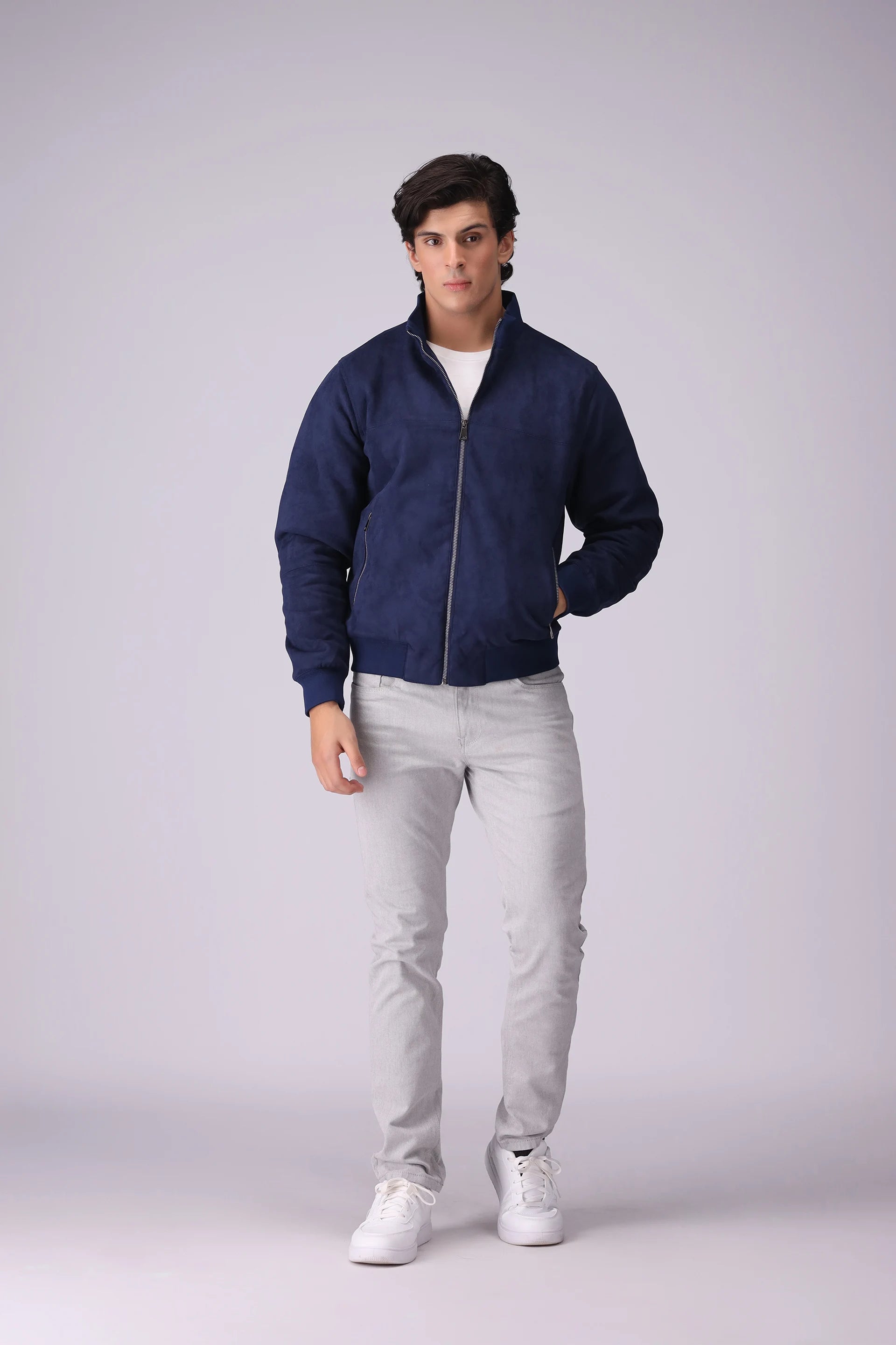 Suede Jacket With Zipper Pockets Men Jacket Winter 2024 Knit Story COUGAR- (Men Winter 2024)   