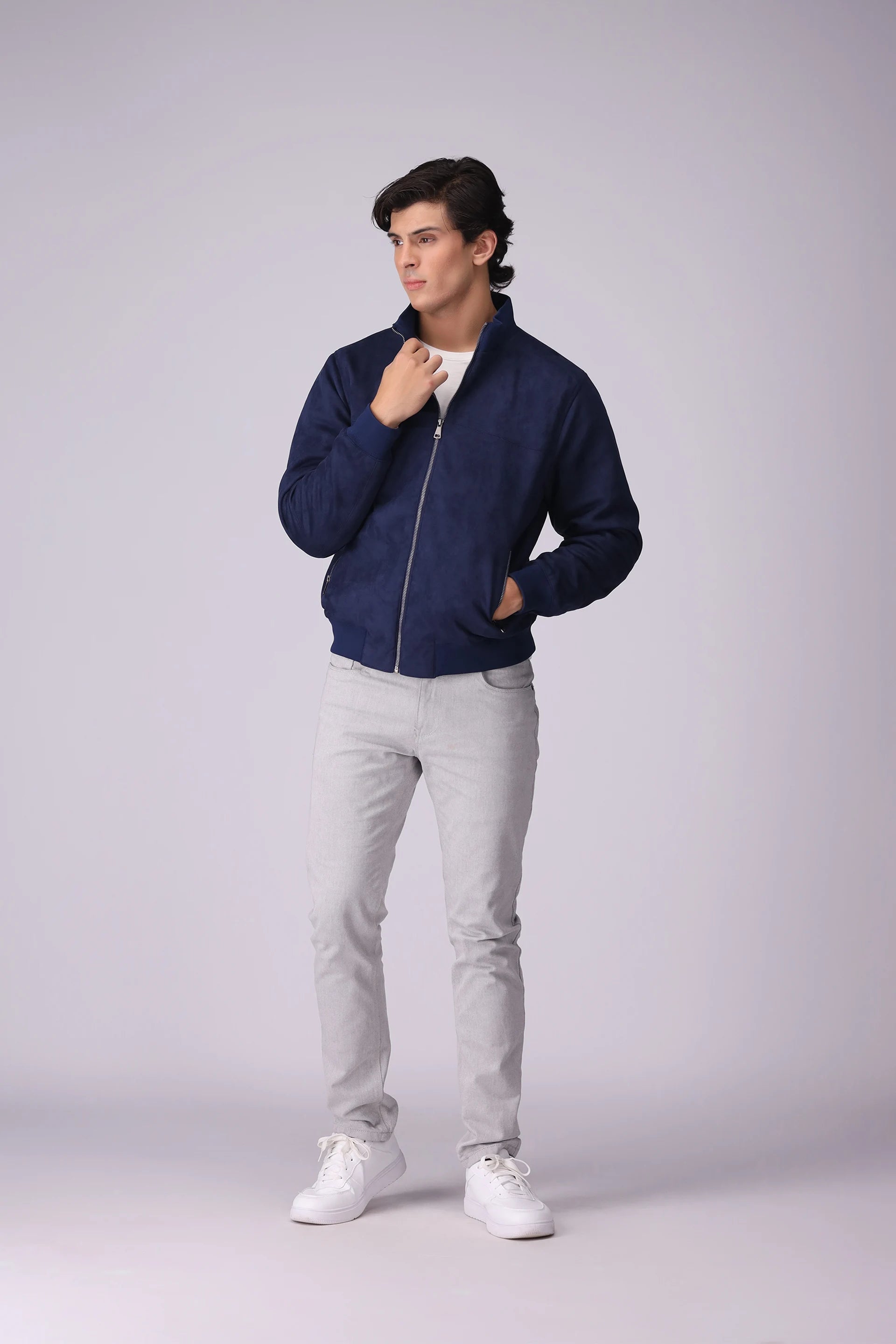 Suede Jacket With Zipper Pockets Men Jacket Winter 2024 Knit Story COUGAR- (Men Winter 2024)   