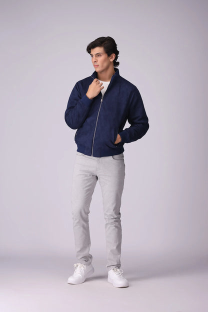 Suede Jacket With Zipper Pockets Men Jacket Winter 2024 Knit Story COUGAR- (Men Winter 2024)   