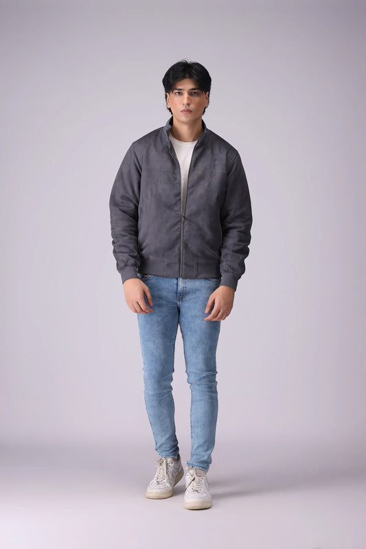 Suede Jacket With Zipper Pockets Men Jacket Winter 2024 Knit Story COUGAR- (Men Winter 2024) M Grey Men