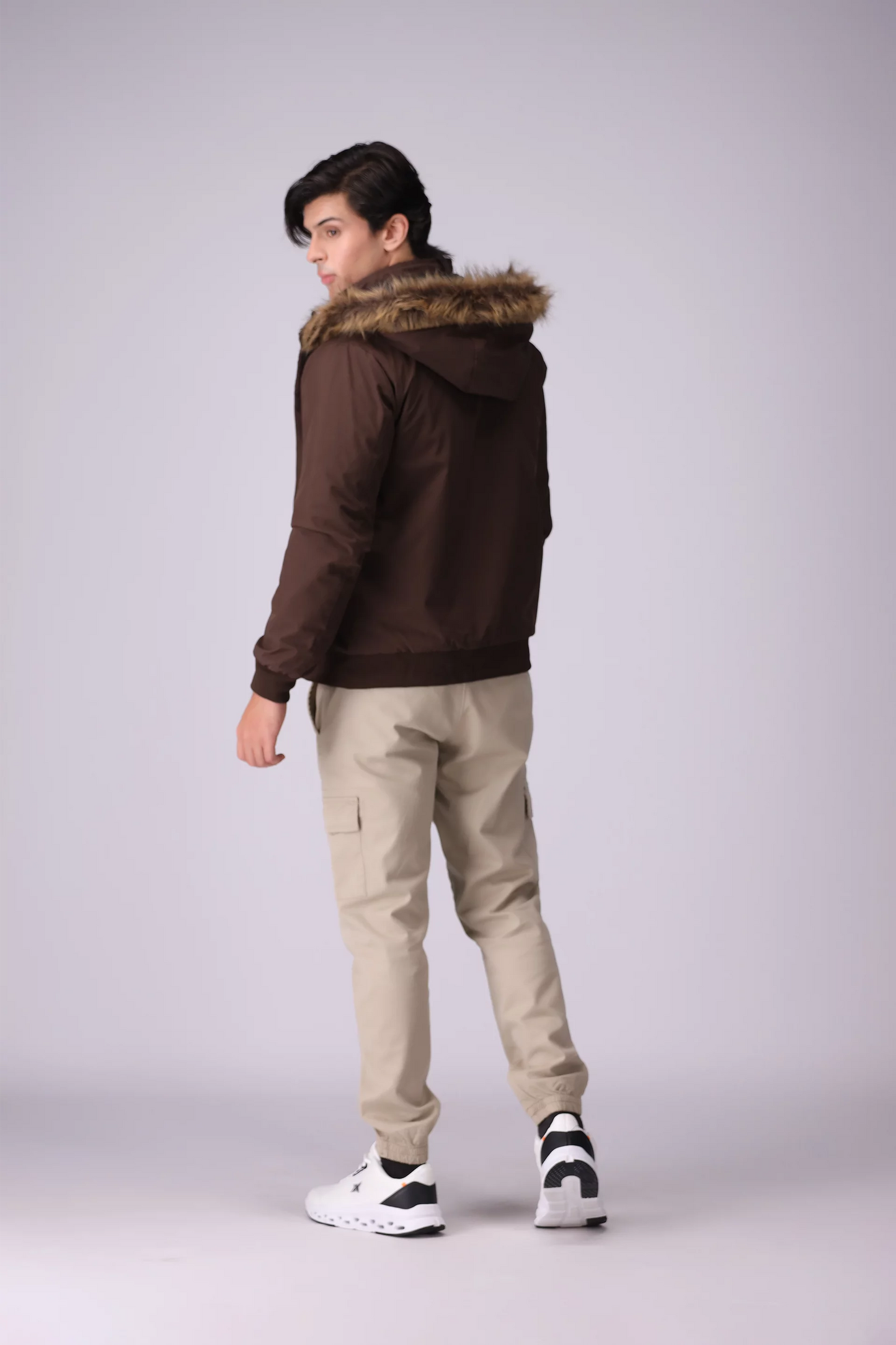 Faux Fur Hooded Jacket With Flap Pockets Men Jacket Winter 2024 Knit Story COUGAR- (Men Winter 2024)   