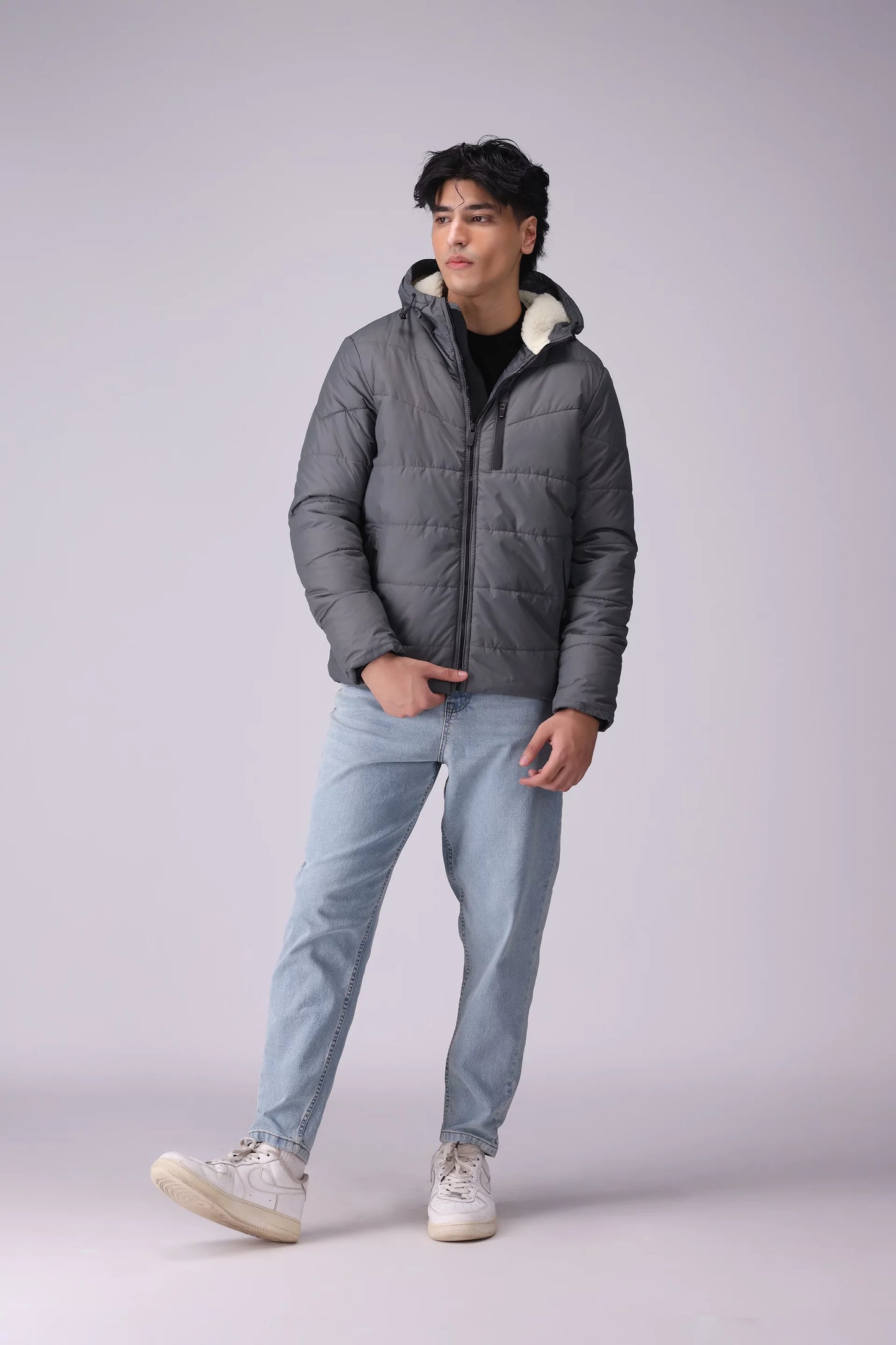 Parachute Jacket With Fleece-Lined Hood Men Jacket Winter 2024 Knit Story COUGAR- (Men Winter 2024)   