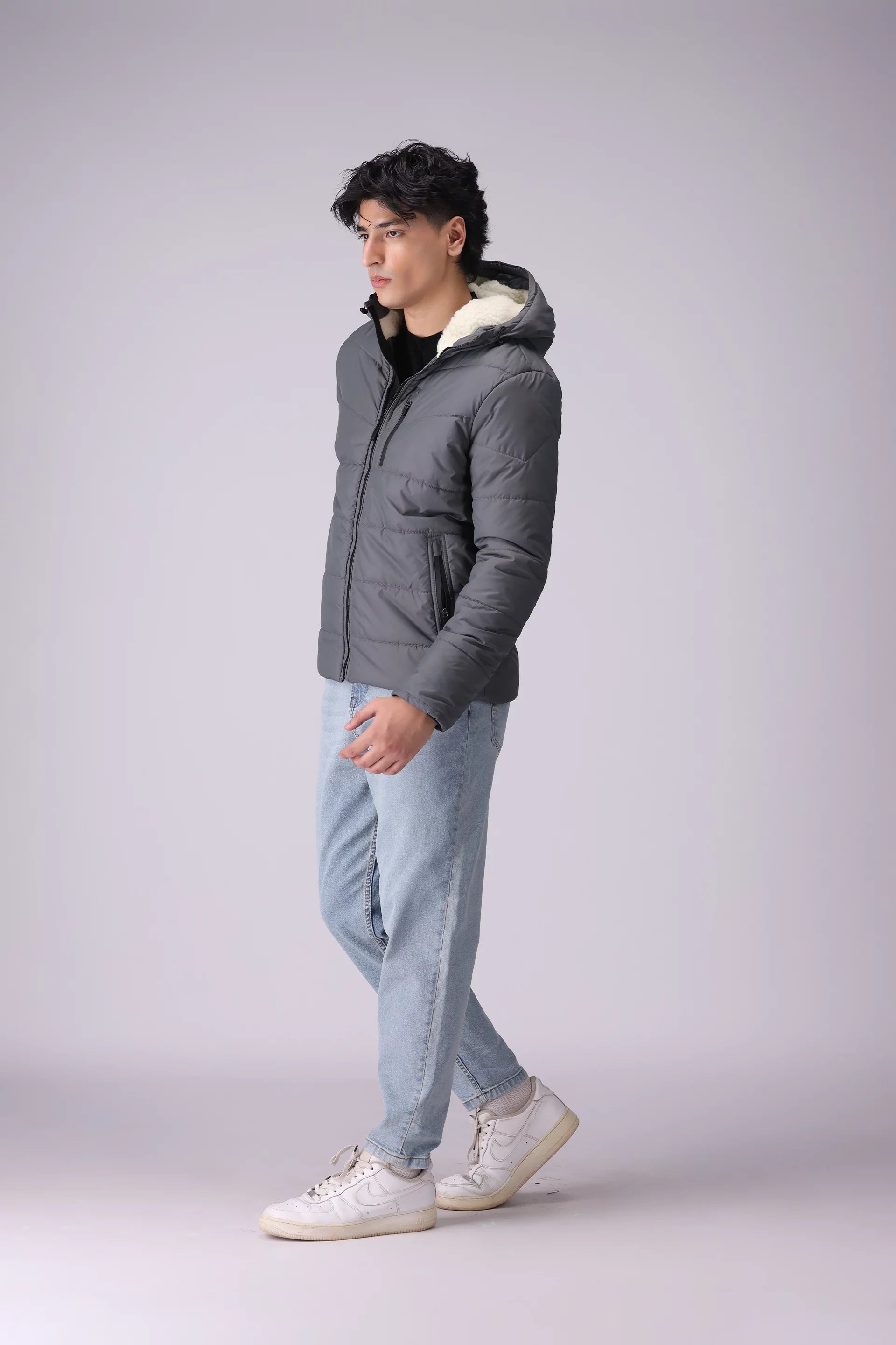 Parachute Jacket With Fleece-Lined Hood Men Jacket Winter 2024 Knit Story COUGAR- (Men Winter 2024)   